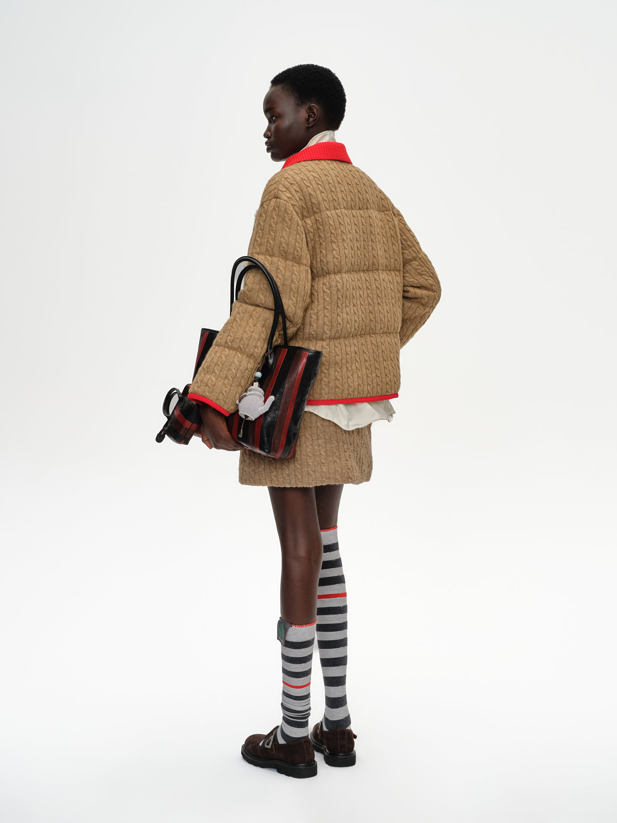 Color-Block Knit Collar Down Jacket
