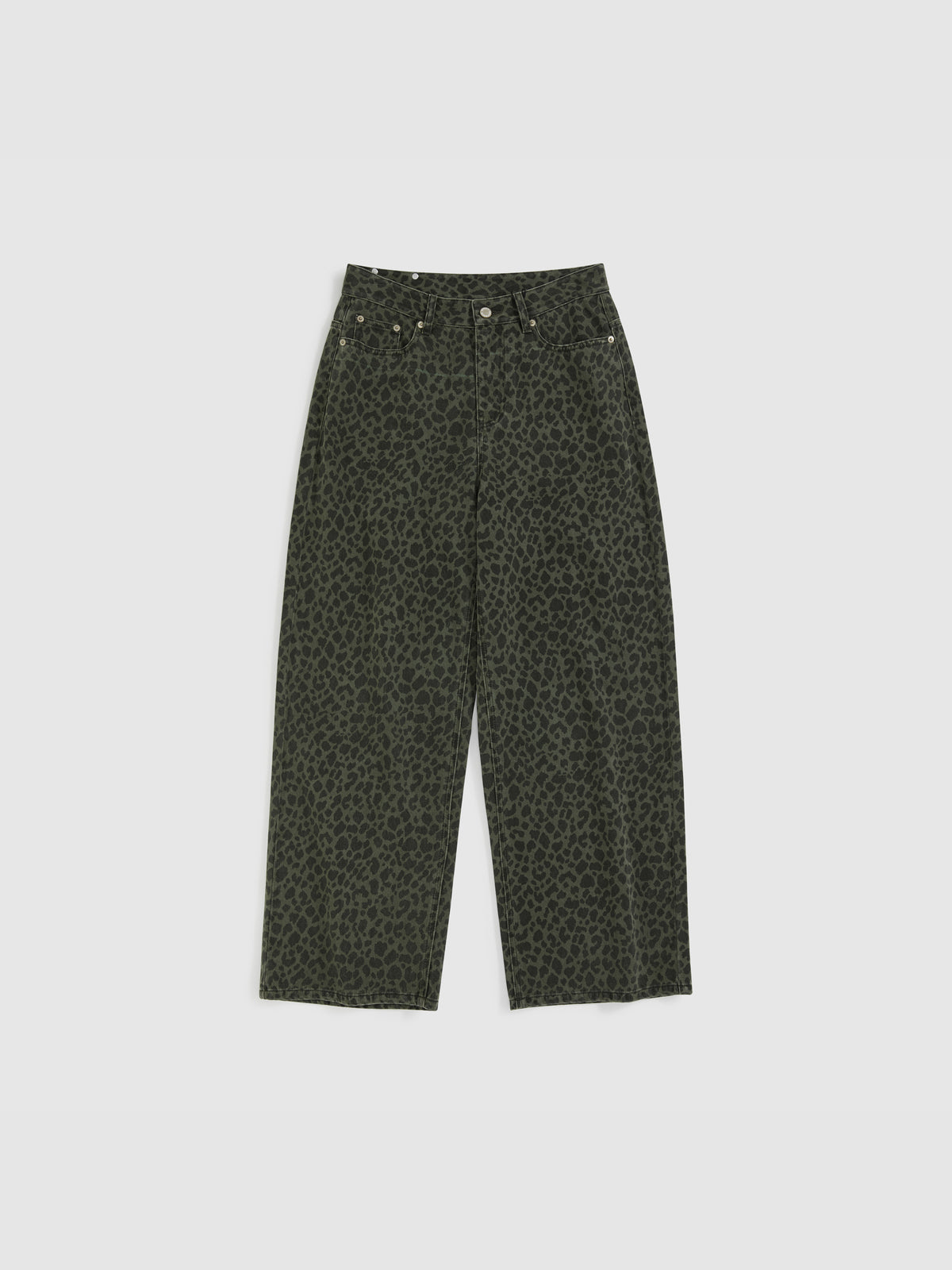 Leopard print straight leg jeans