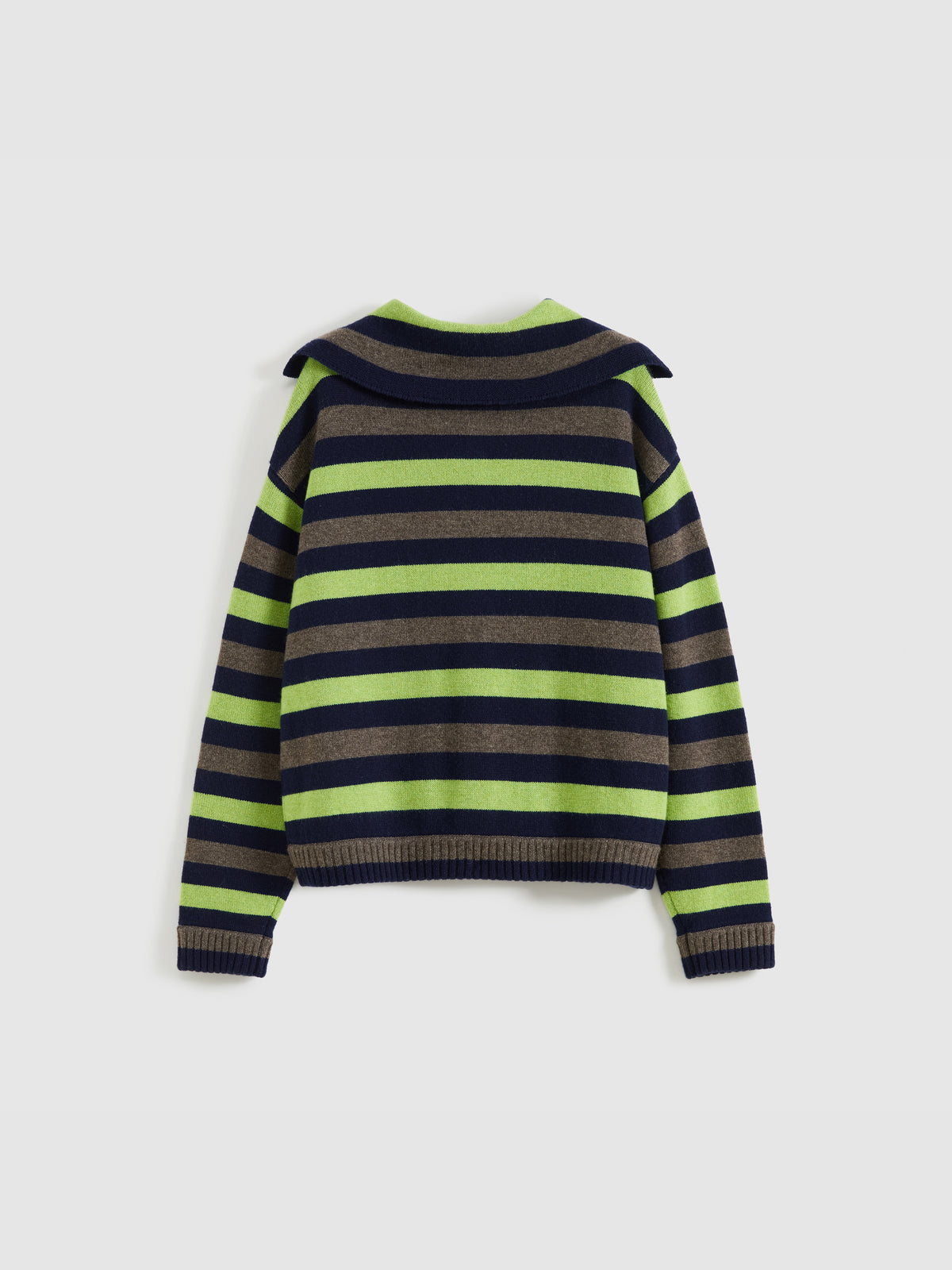 Color-Block Striped Lapel Cardigan