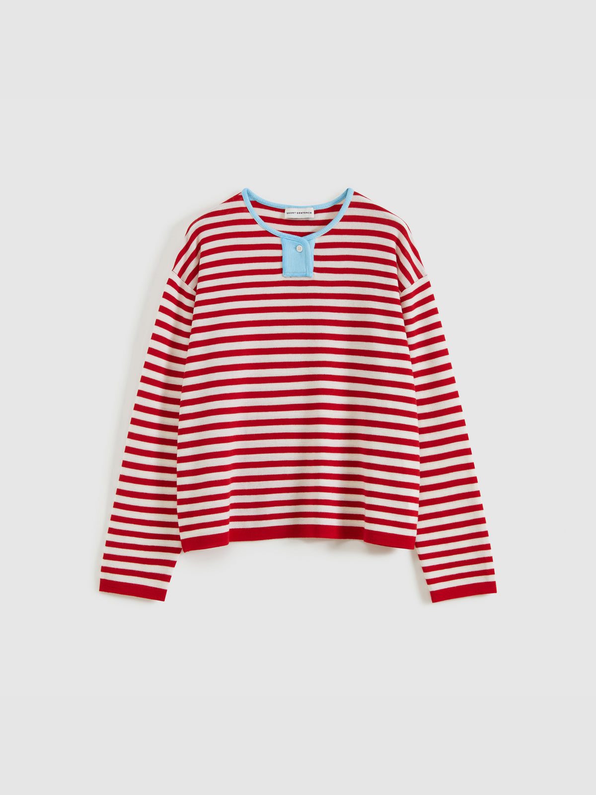Contrast Stripe Stand Collar Top