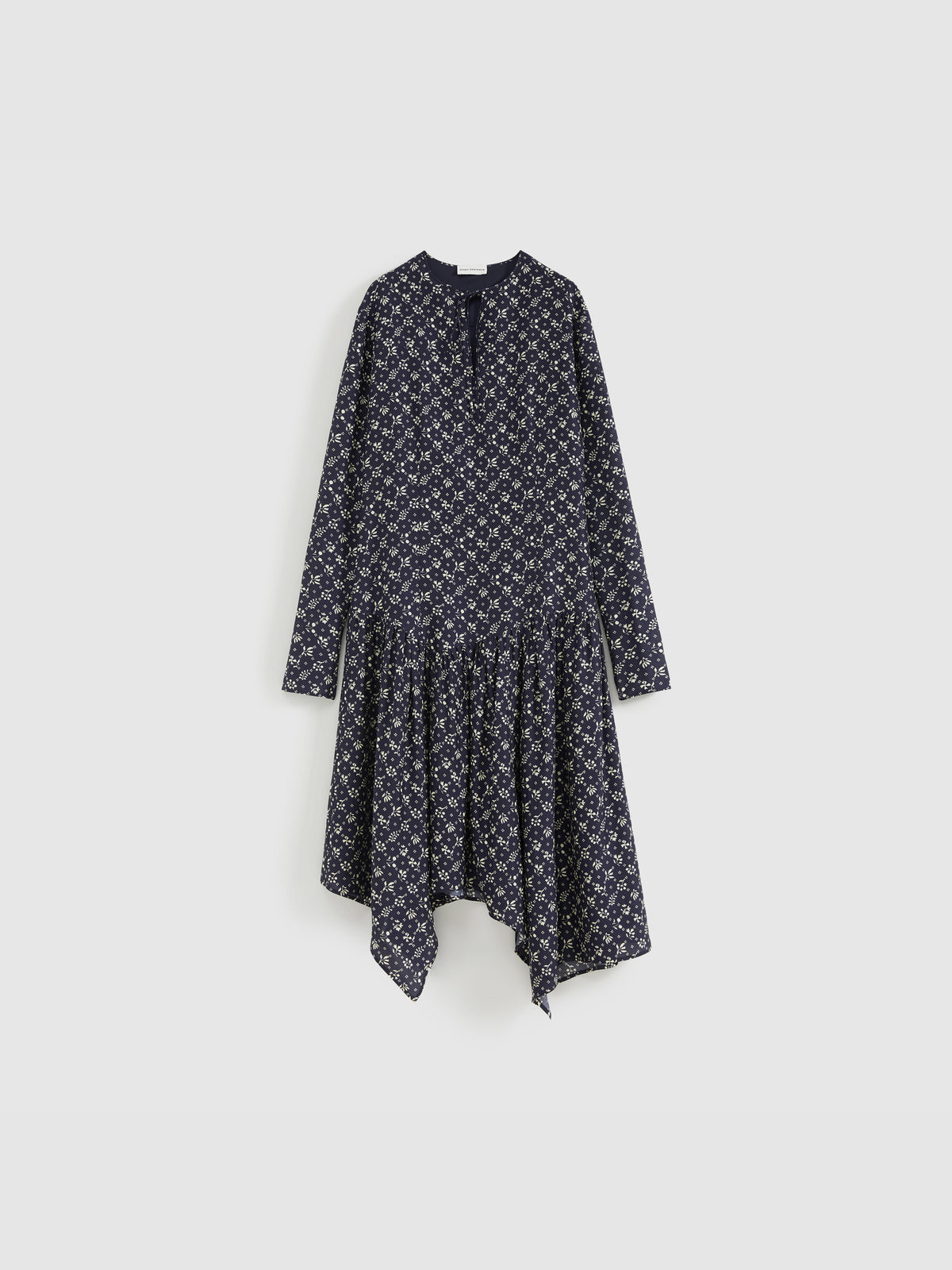 Daisy-Print Asymmetric Maxi Dress