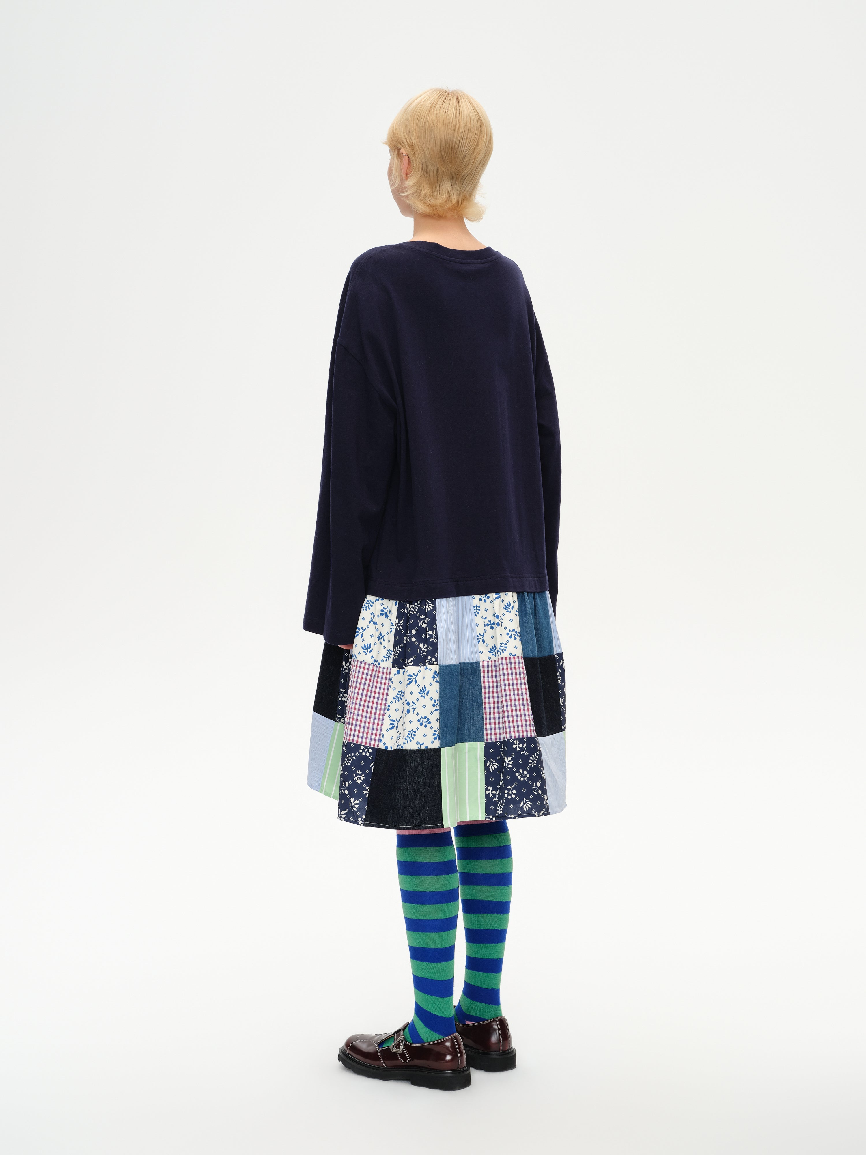 Colorful Patchwork Long-Sleeve Dress