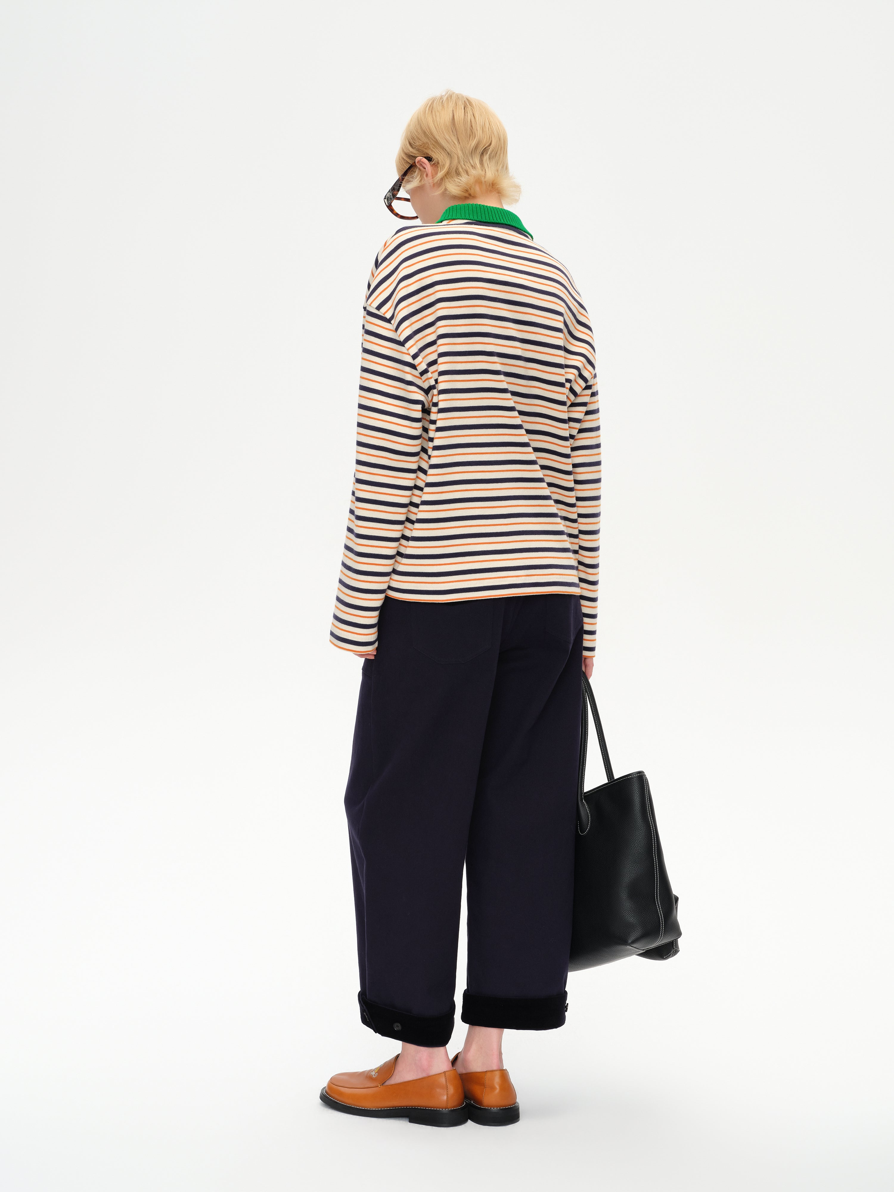 Contrast Collar Long Sleeve Polo