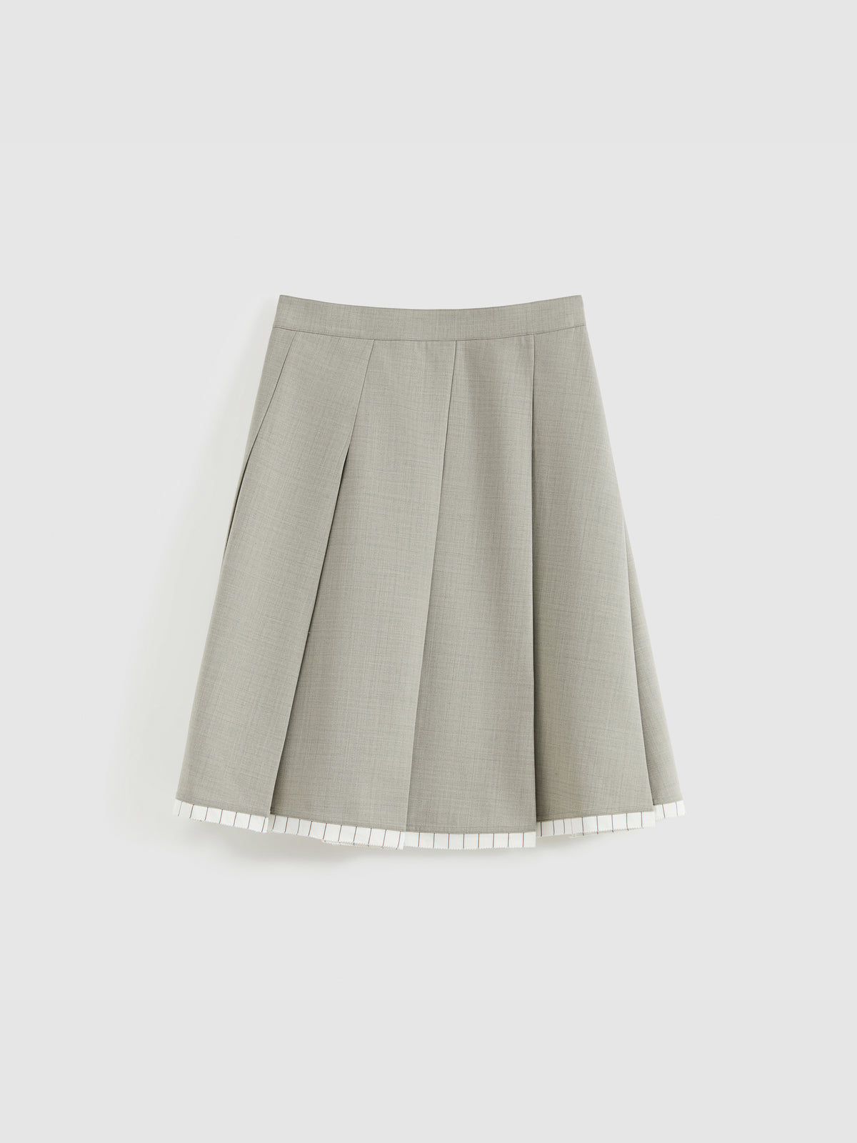 Slanting Pleated Midi Skirt