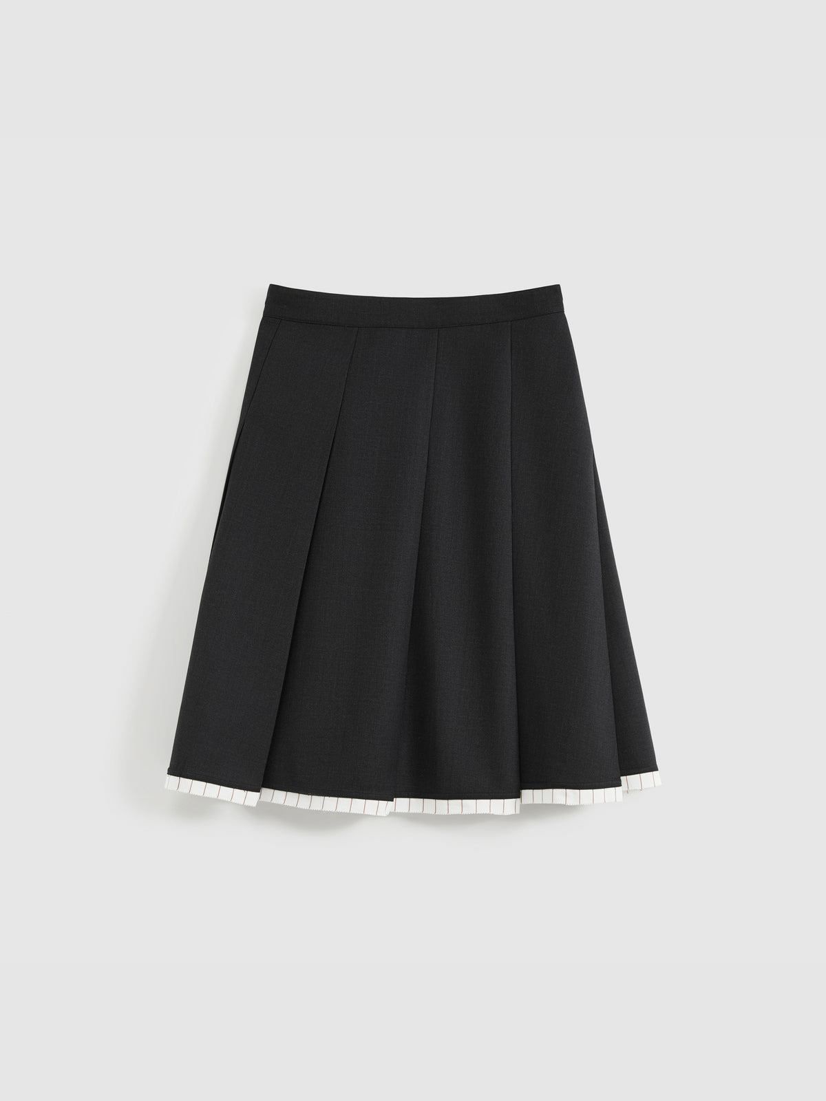 Slanting Pleated Midi Skirt
