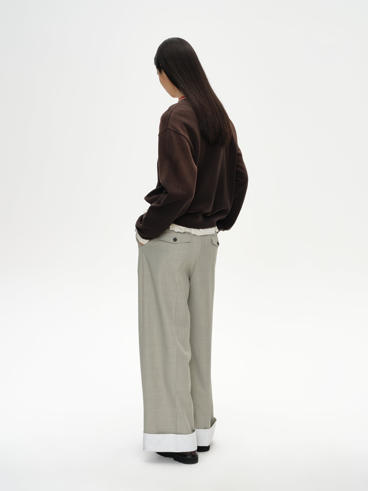 Ruffled Patchwork Oversized Sweatshirt