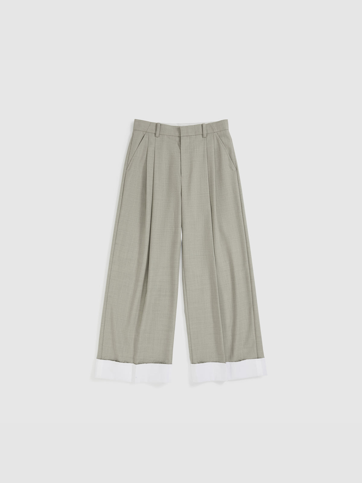 Straight Leg Cuffed Trousers