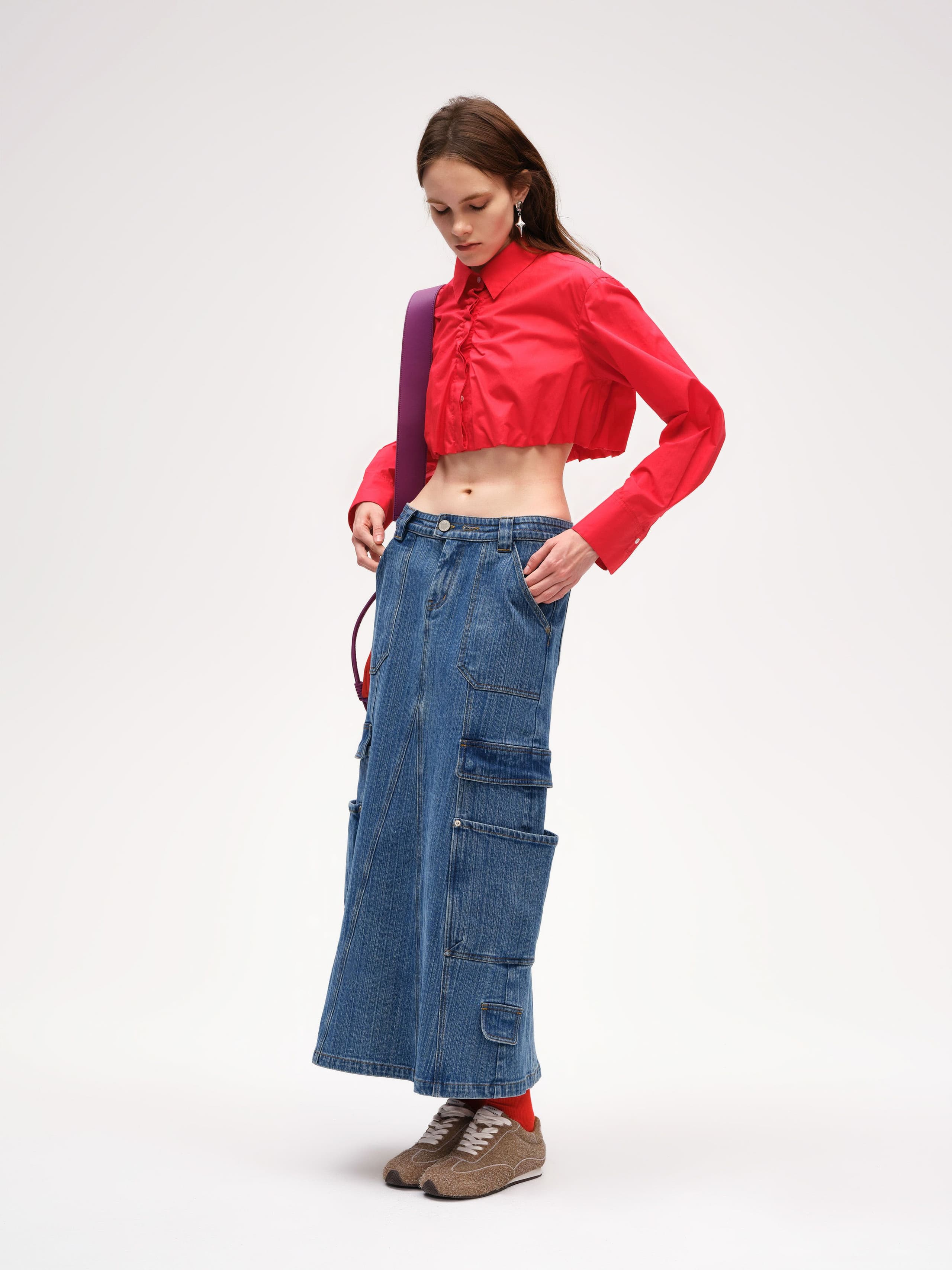 Ruffle Hem Cropped Shirt — Short Sentence | Short Sentence