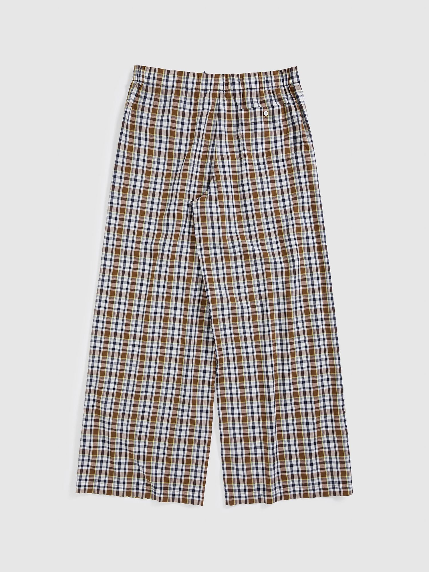 Drawstring Plaid Wide-Leg Trousers - 8