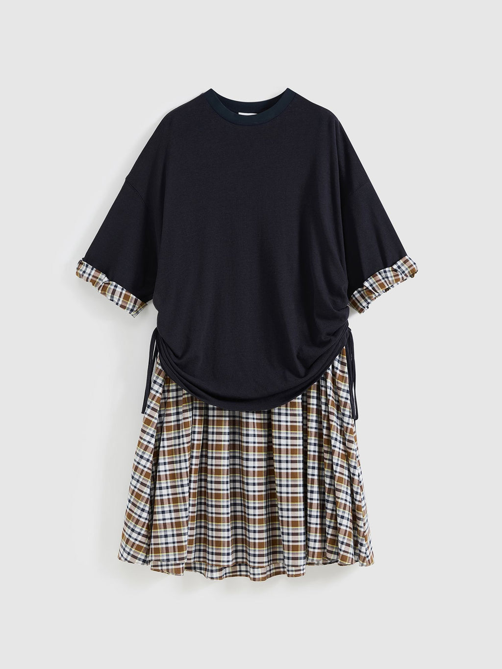 Plaid Patchwork Pleated Dress - 11
