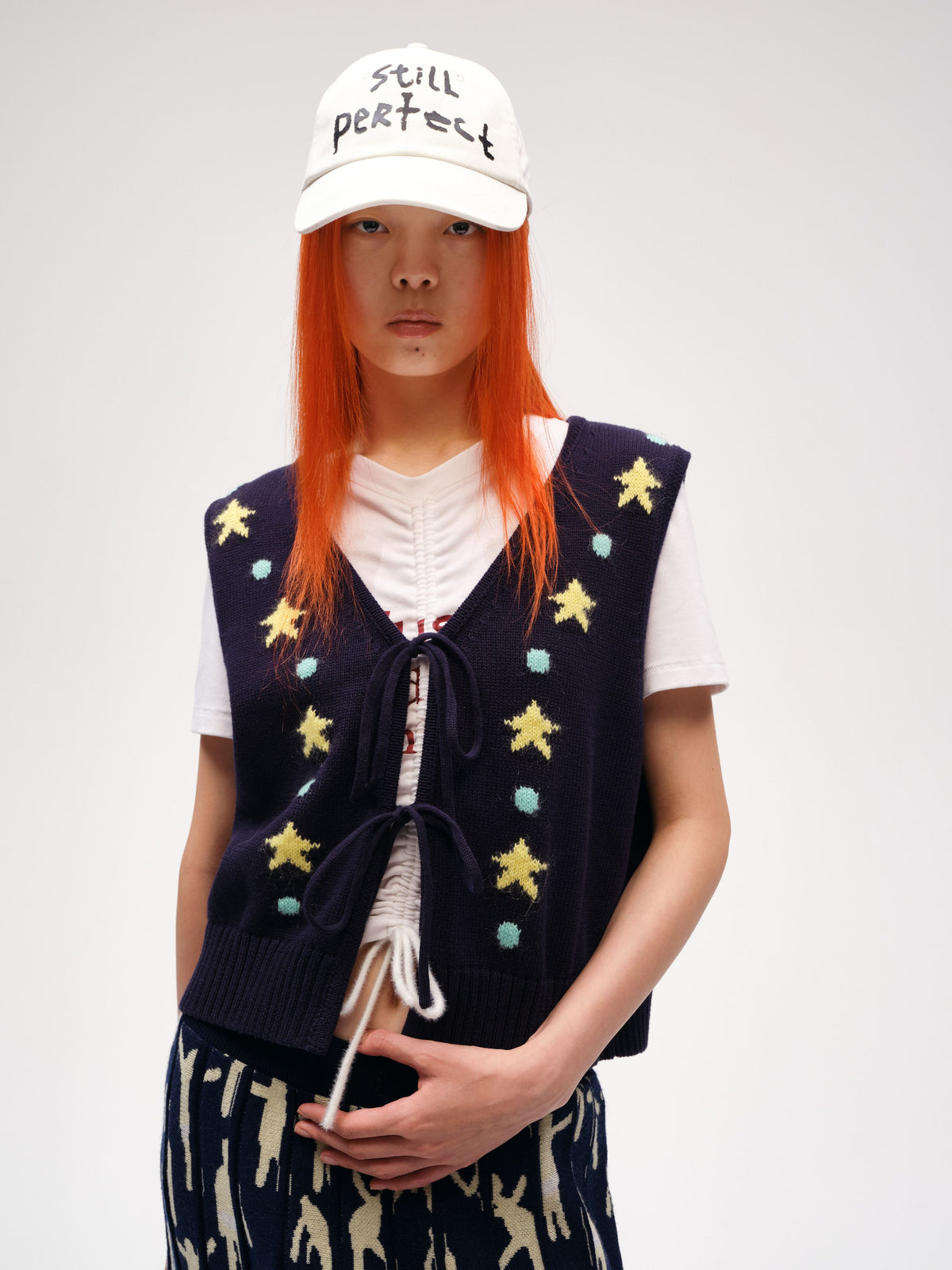 Tie-front Jacquard Vest - 1