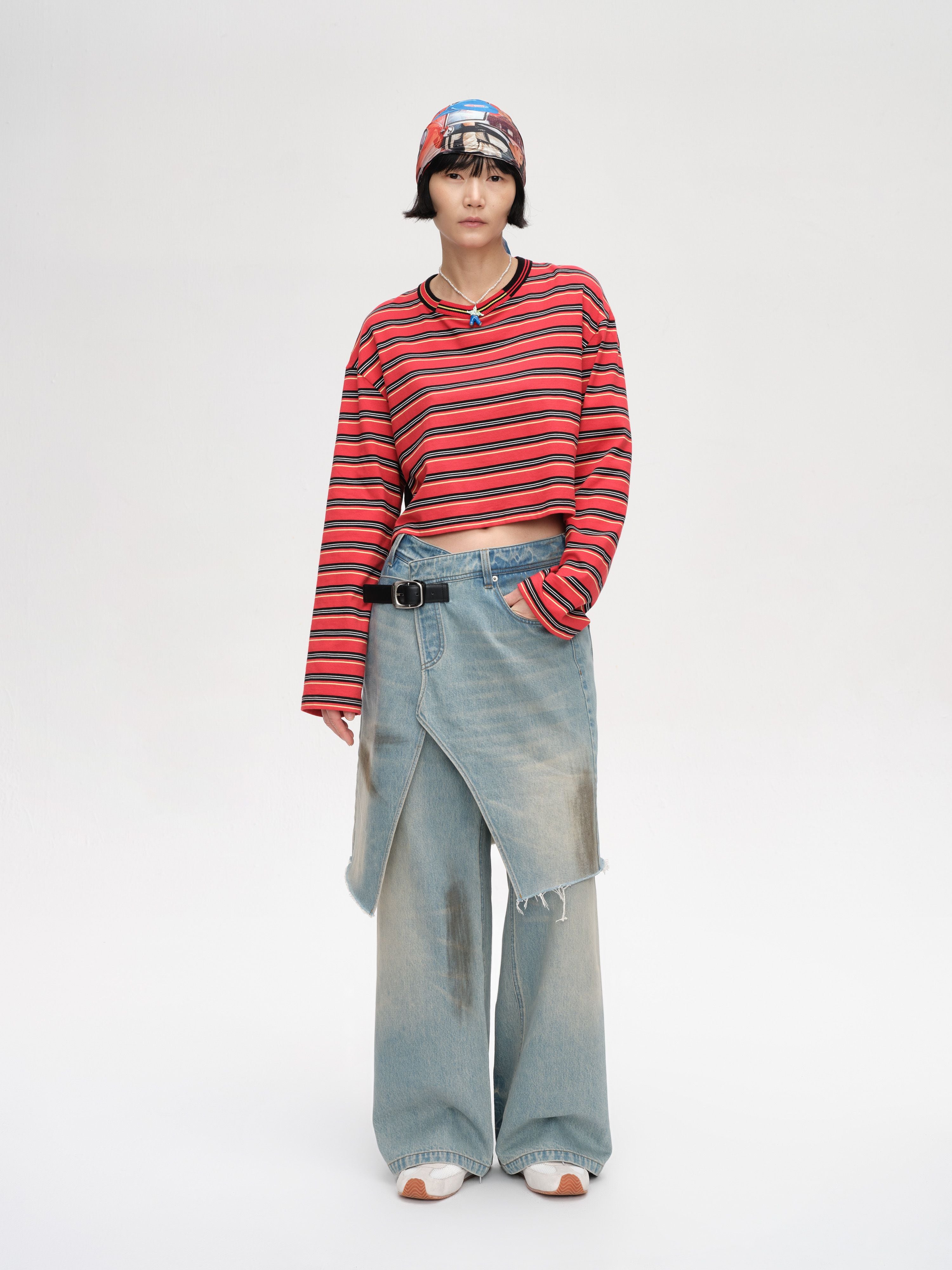 Striped Paneled Long Sleeve Shirt - 2