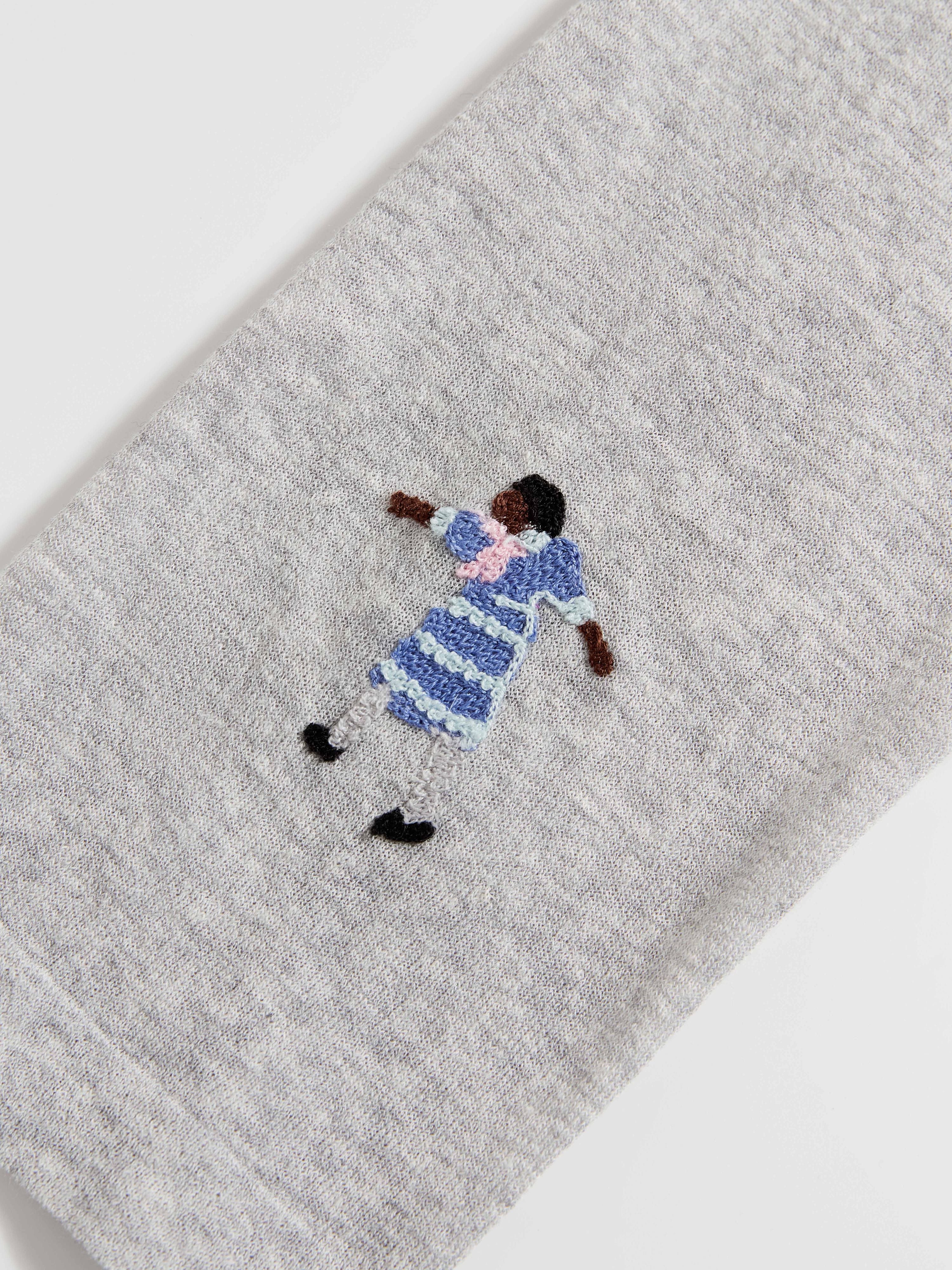 Figure Motif Embroidered Knit Top - 6