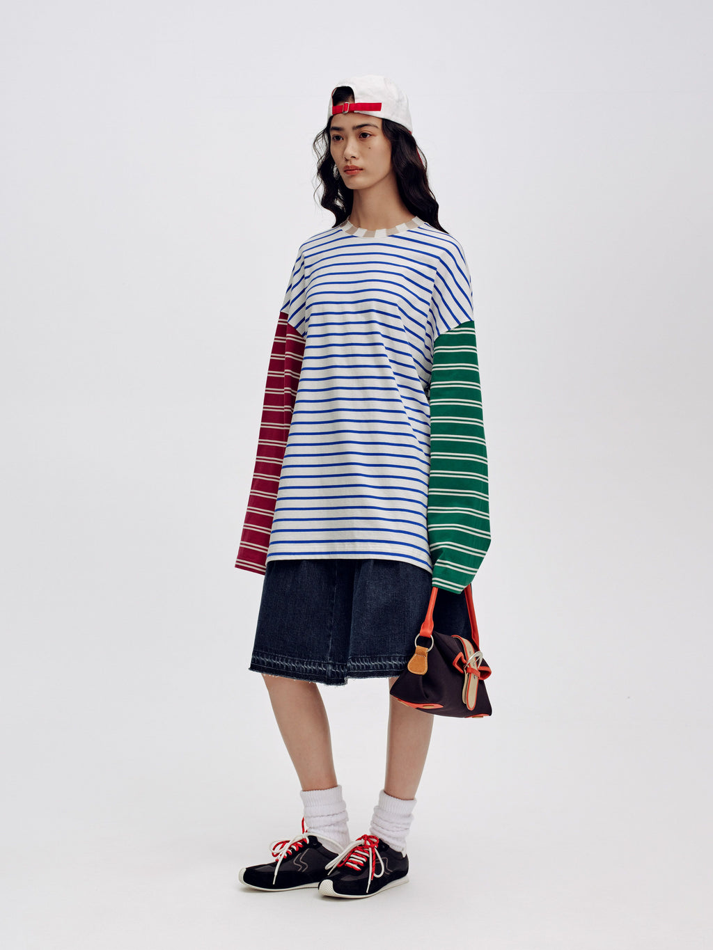 Striped Collar Color Block Long Sleve T-Shirt - 2