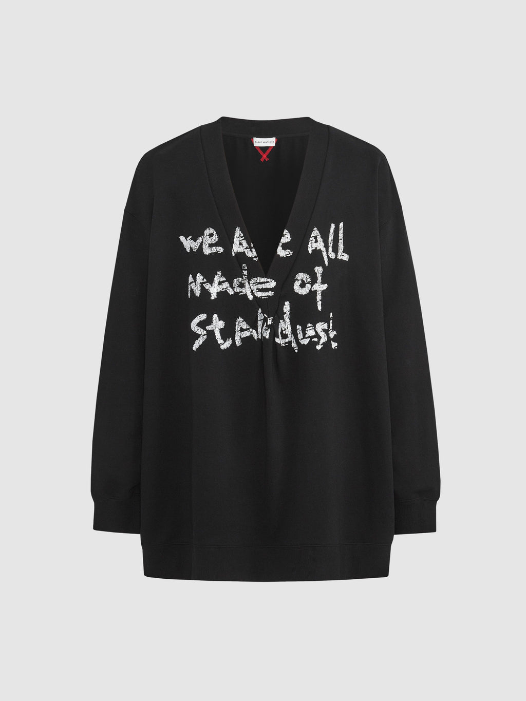 Oversized V-Neck Slogan Sweatshirt - 6