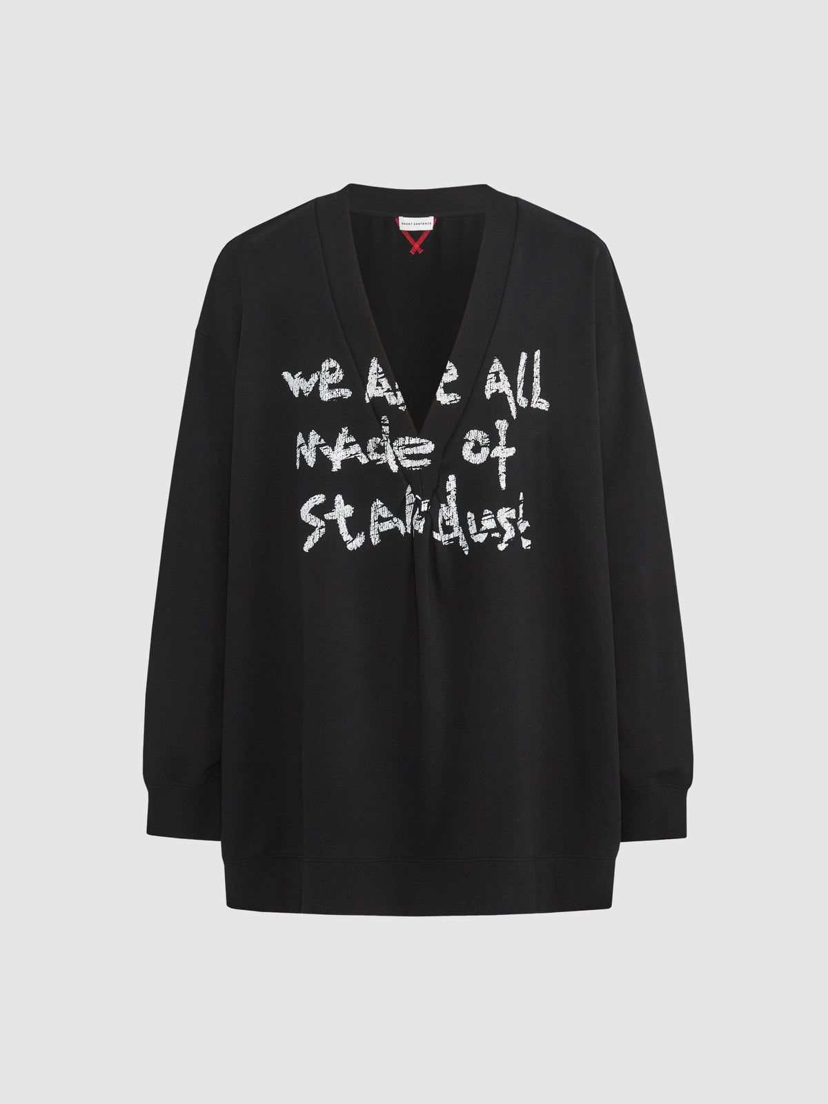 Oversized V-Neck Slogan Sweatshirt - 6