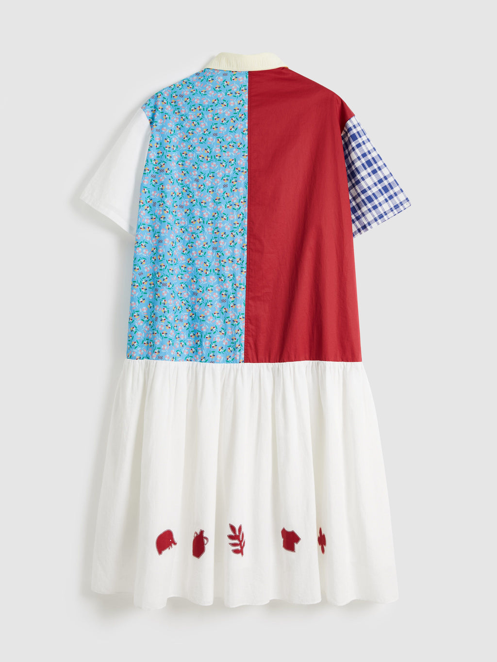 Multicolor Patchwork Shirt Dress - 8