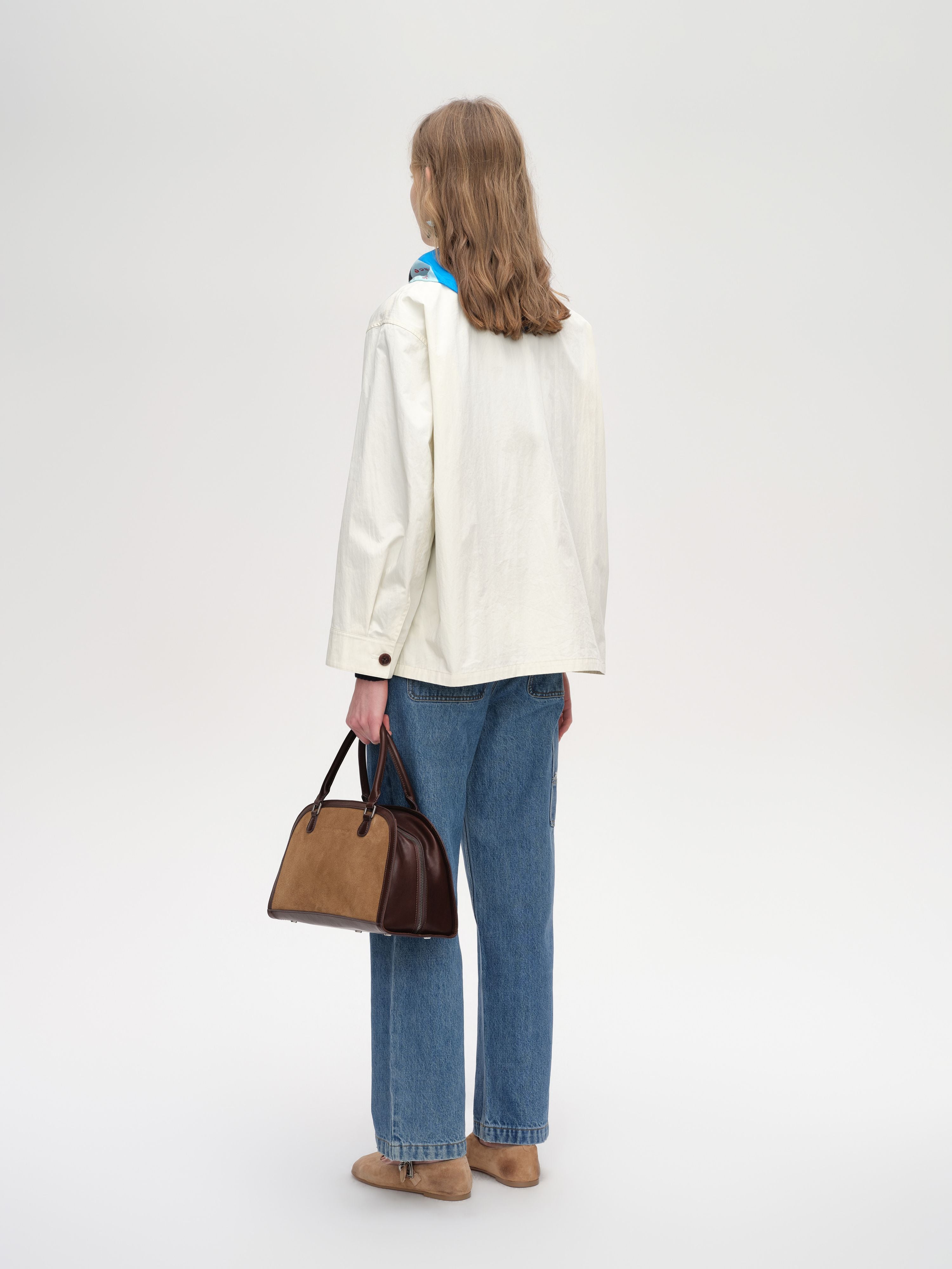 Scarf Collar Cropped Trench Coat - 4