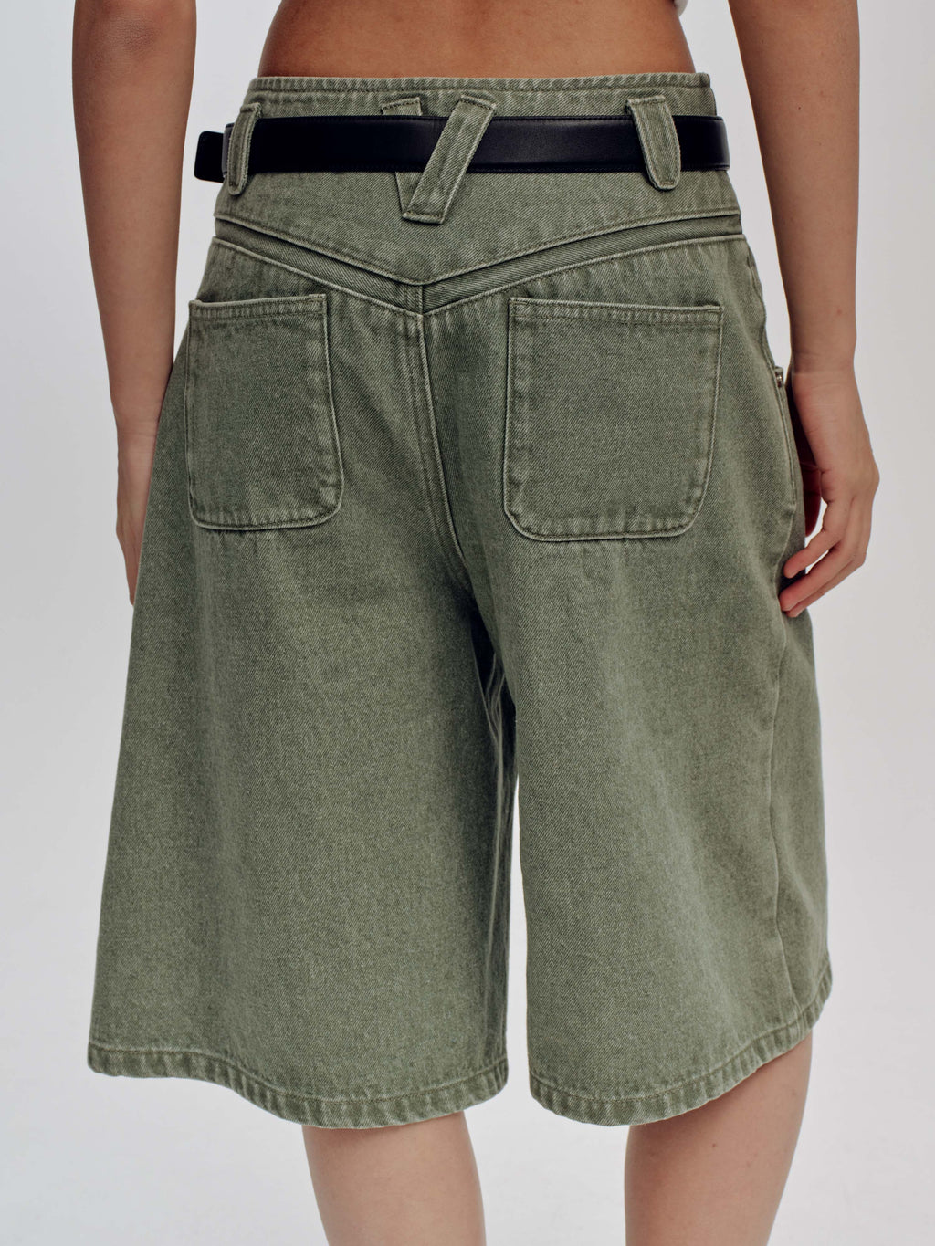 High-Rise A-Line Denim Shorts - 5
