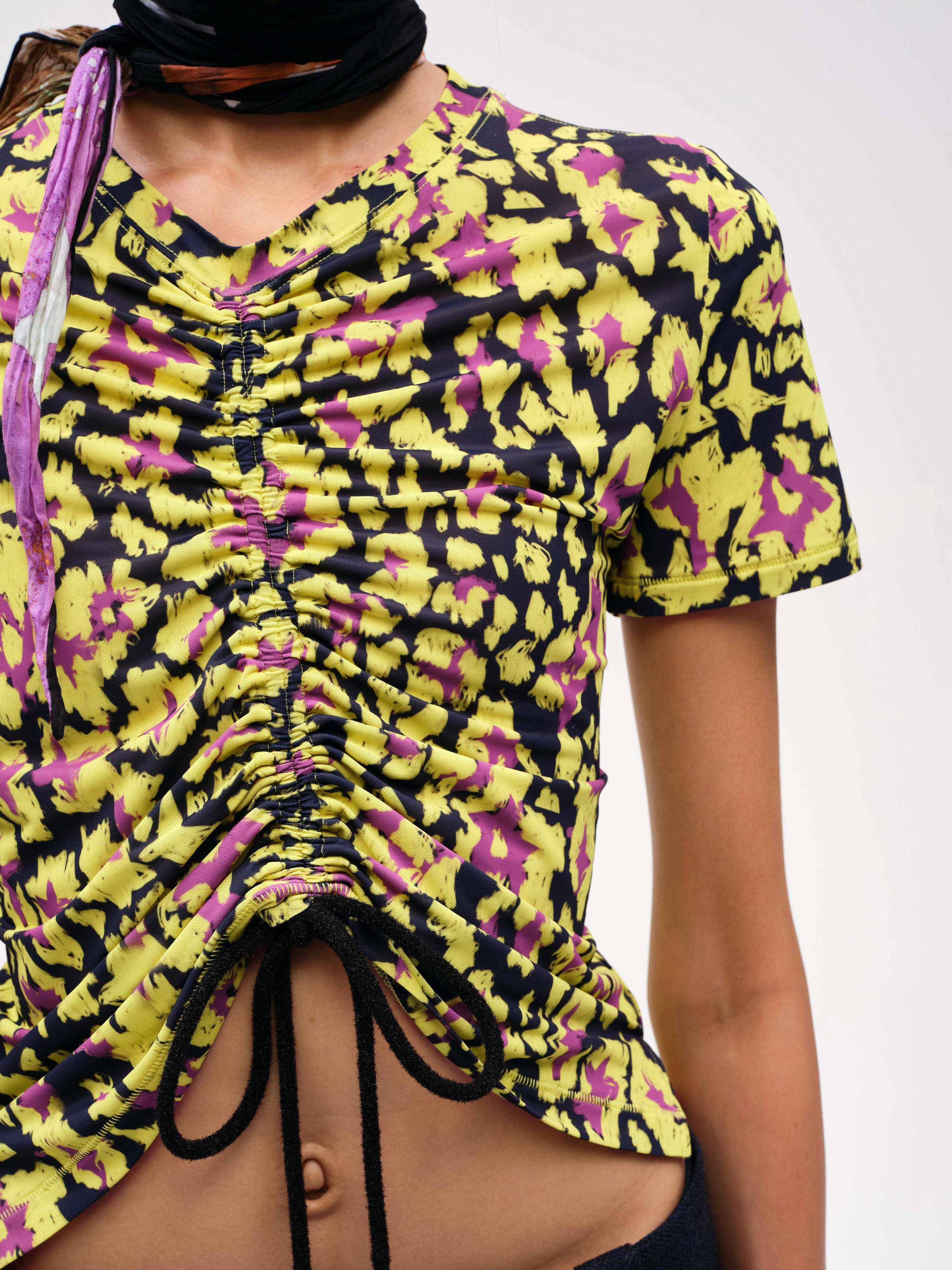 Leopard Star Print Drawstring Top - 4