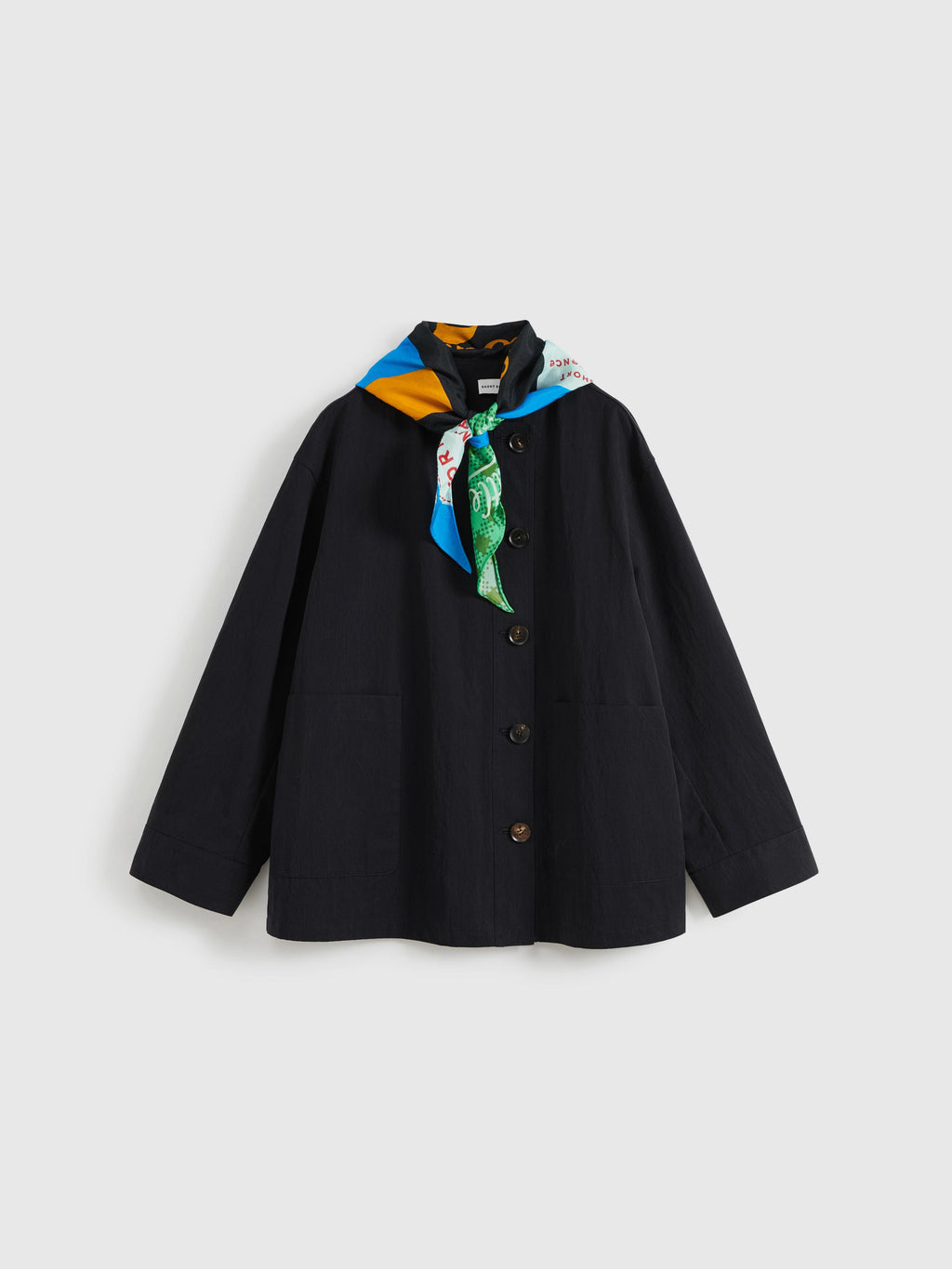 Scarf Collar Cropped Trench Coat - 9