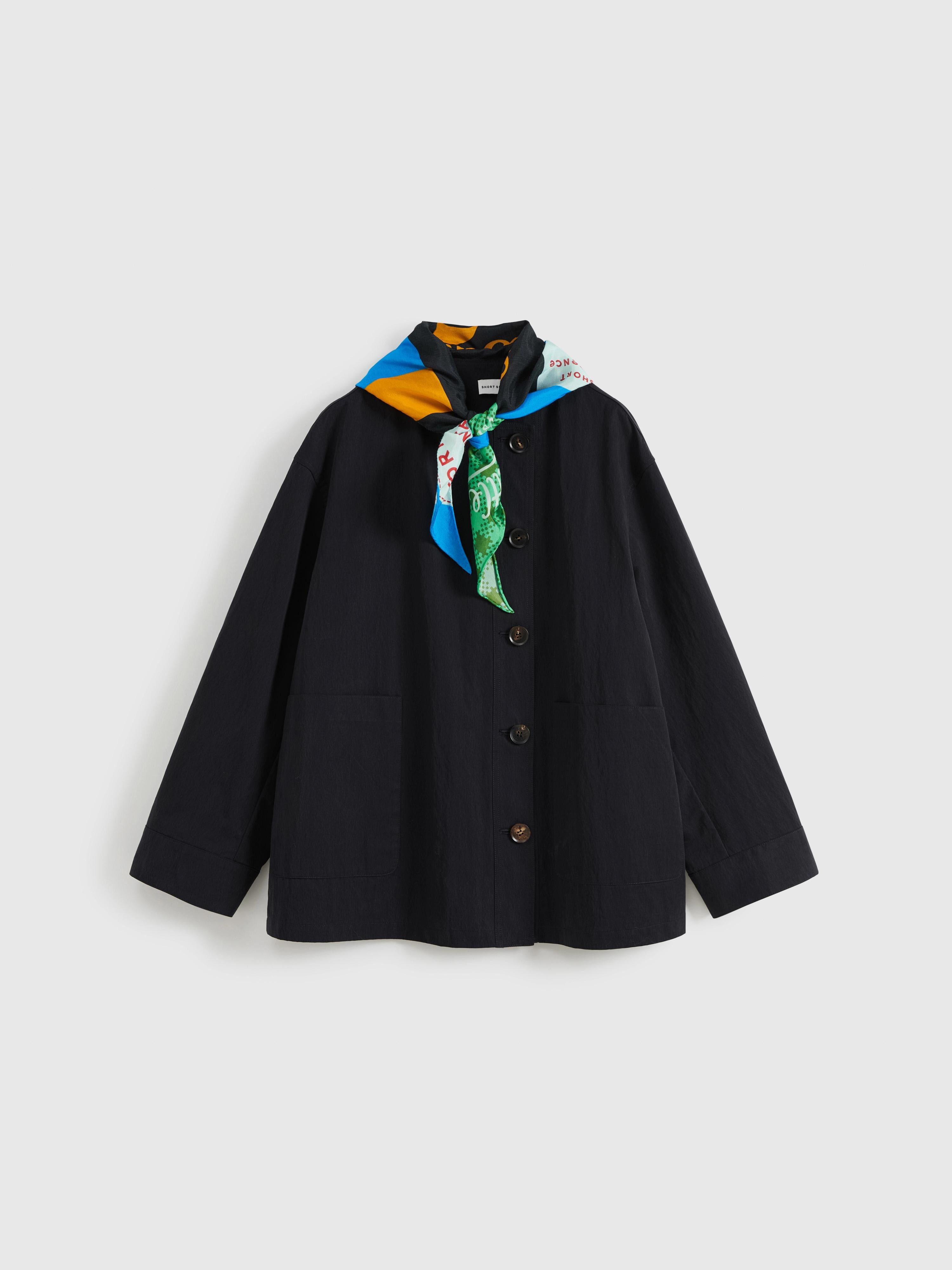 Scarf Collar Cropped Trench Coat - 9