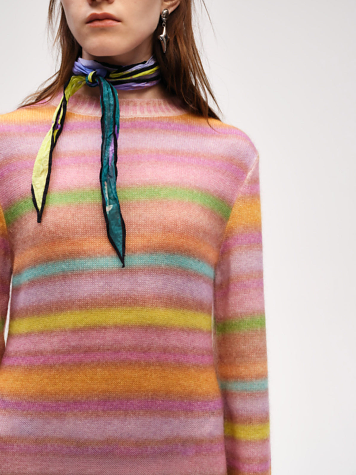 Colorful striped printed knit Dress - 3
