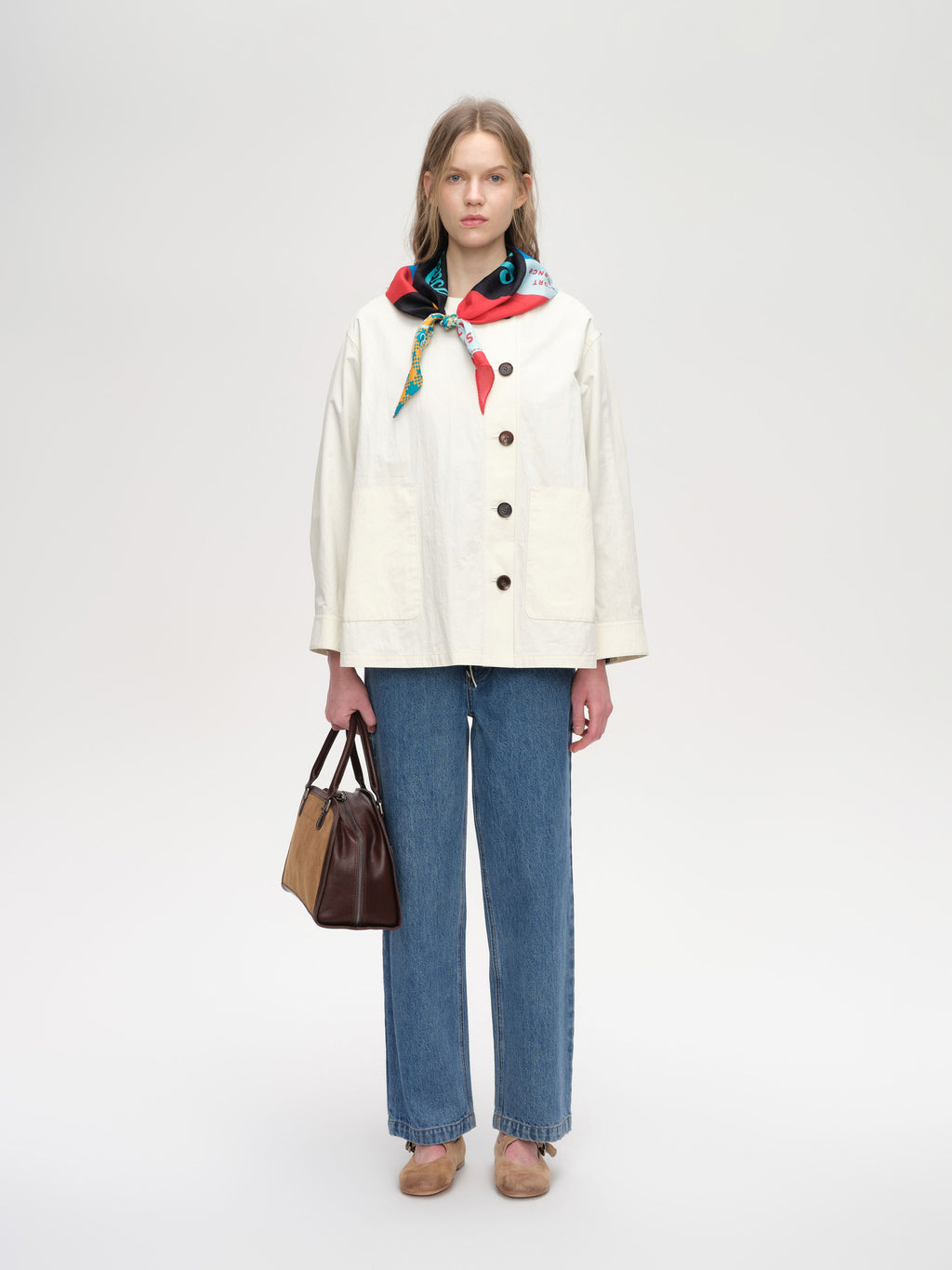 Scarf Collar Cropped Trench Coat - 2