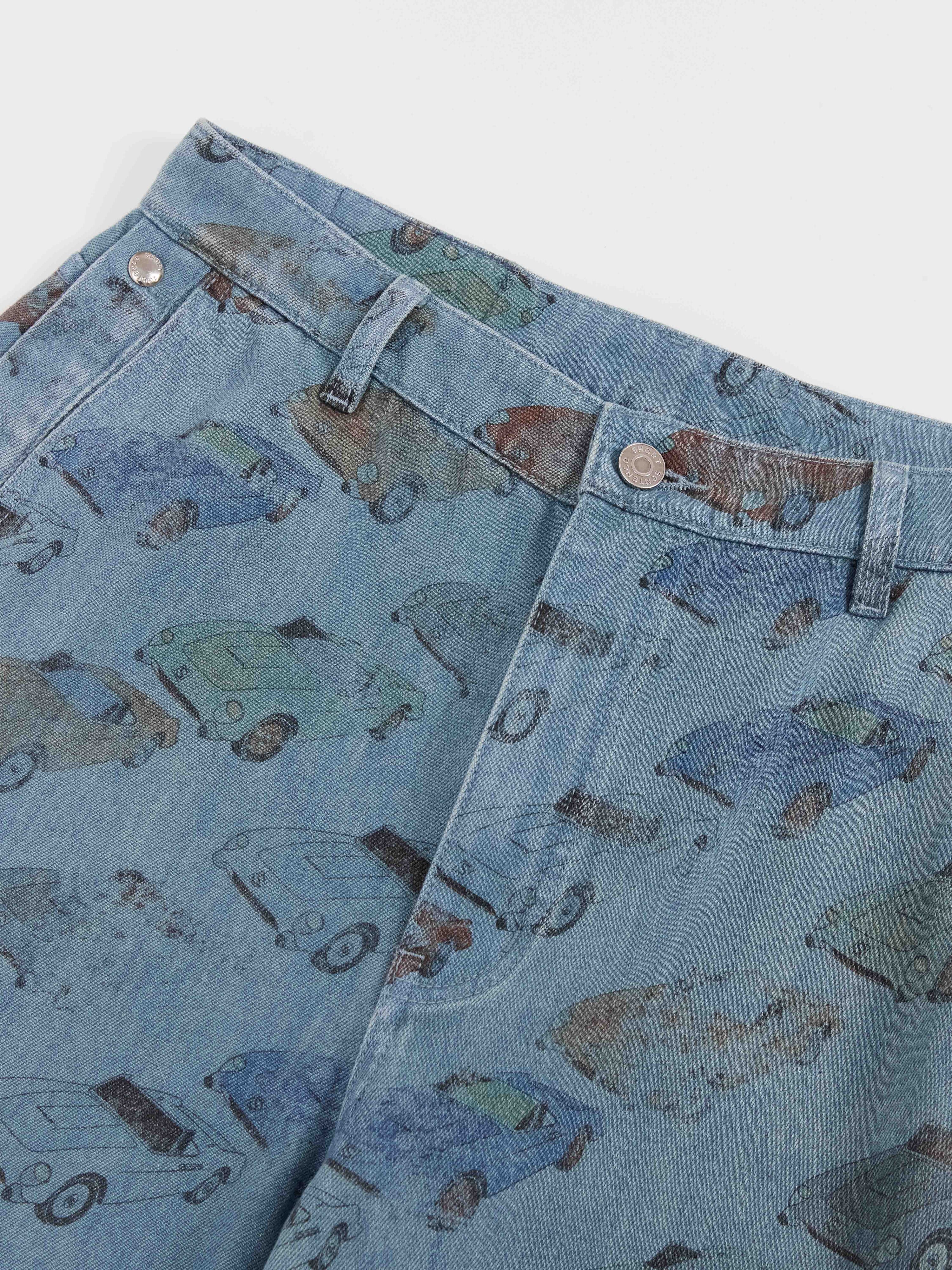 Car‑Print Snap Jeans - 5