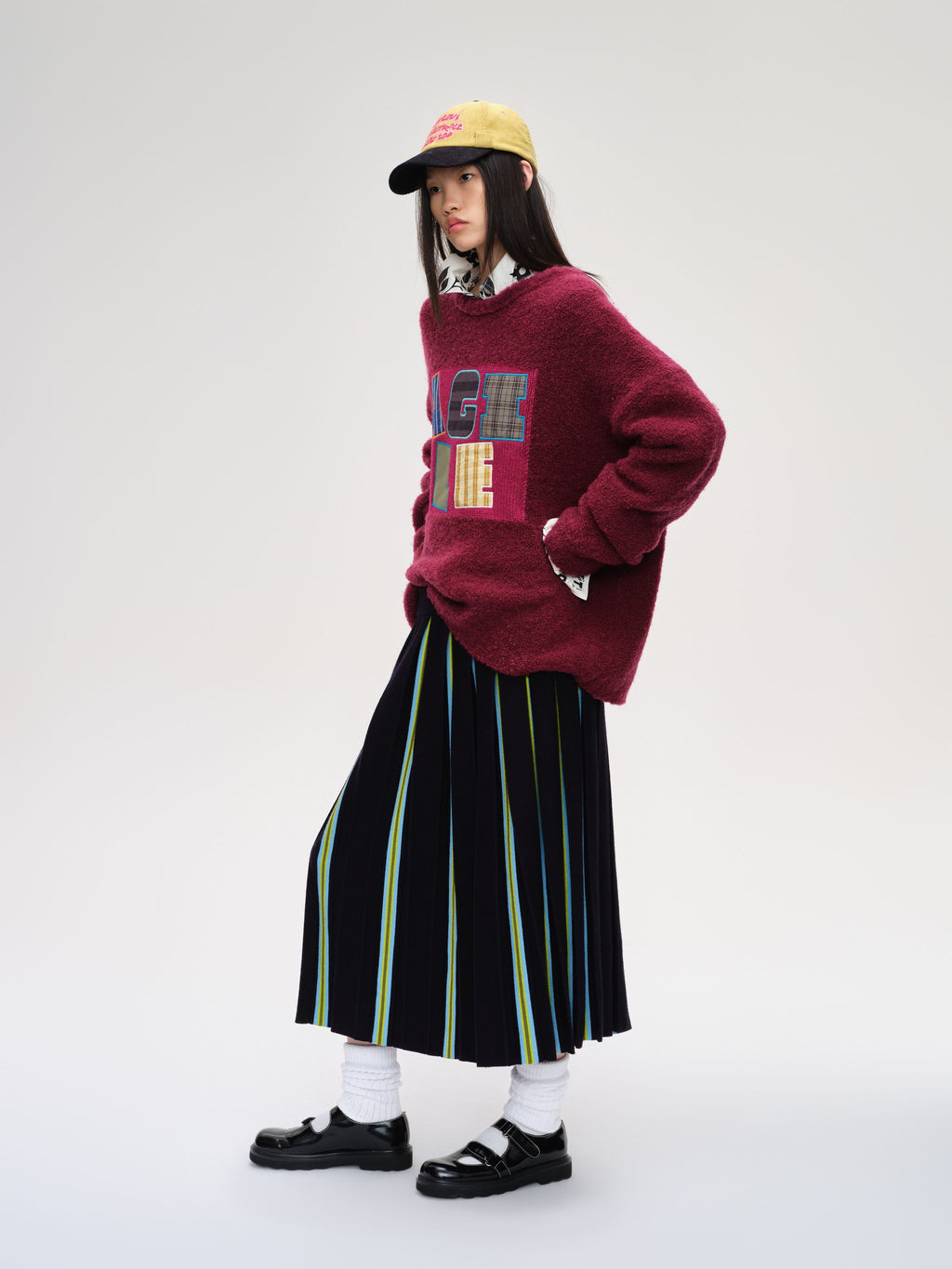 Striped Pleated Knit Skirt - 2