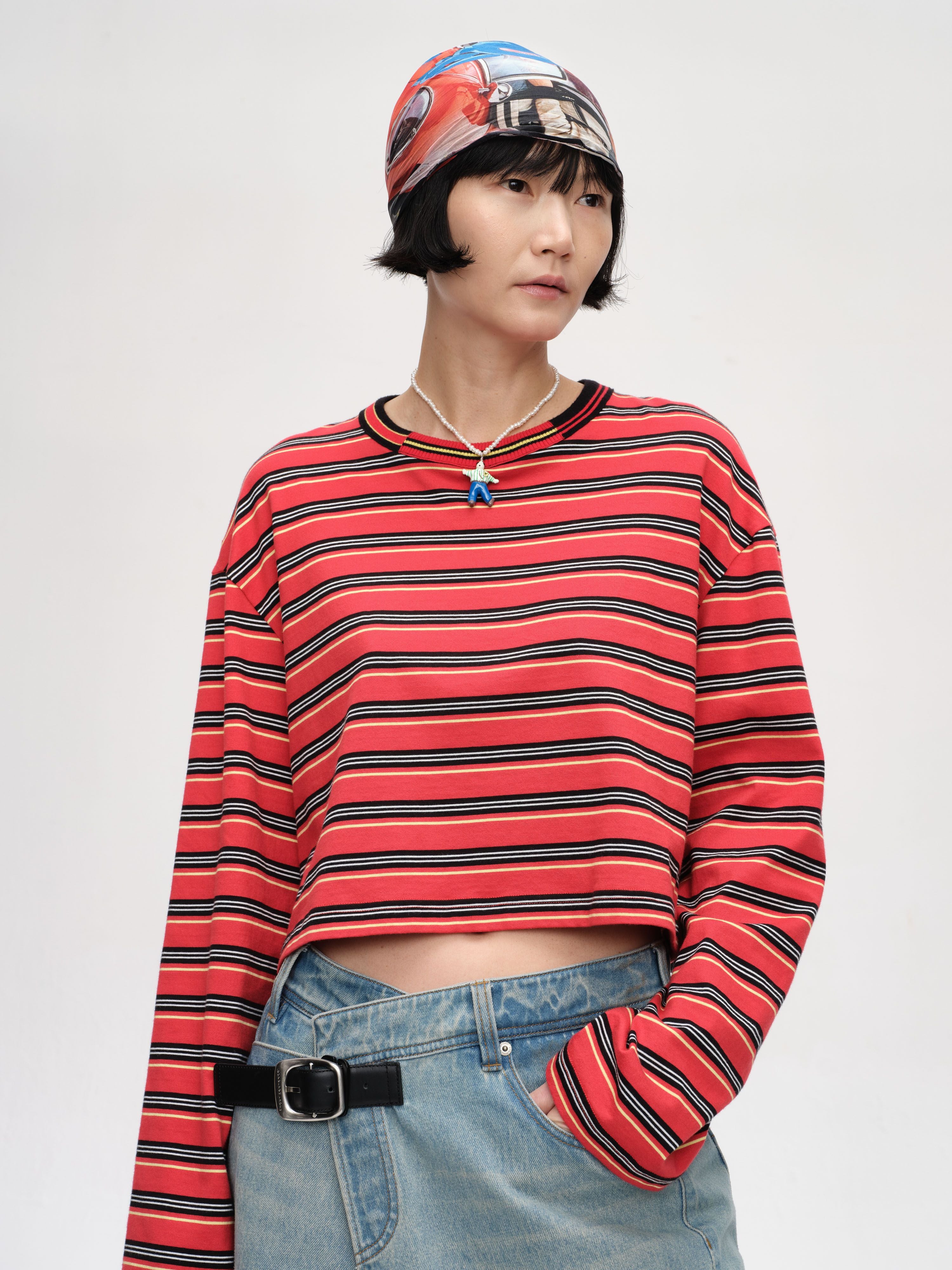 Striped Paneled Long Sleeve Shirt - 1