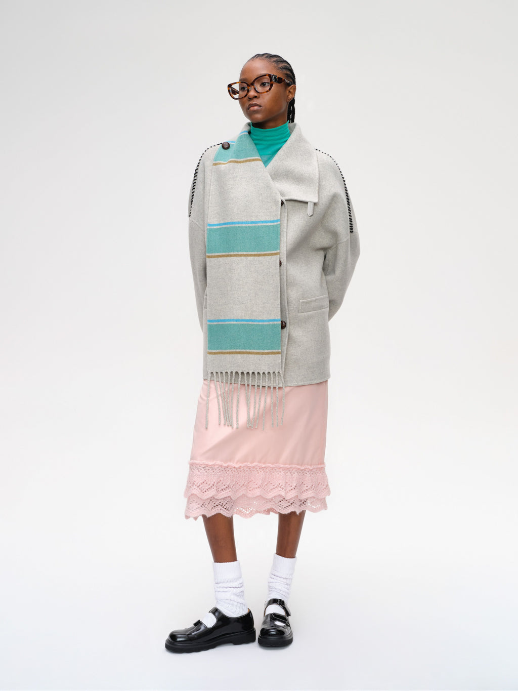 Scarf Double-Face Coat - 1