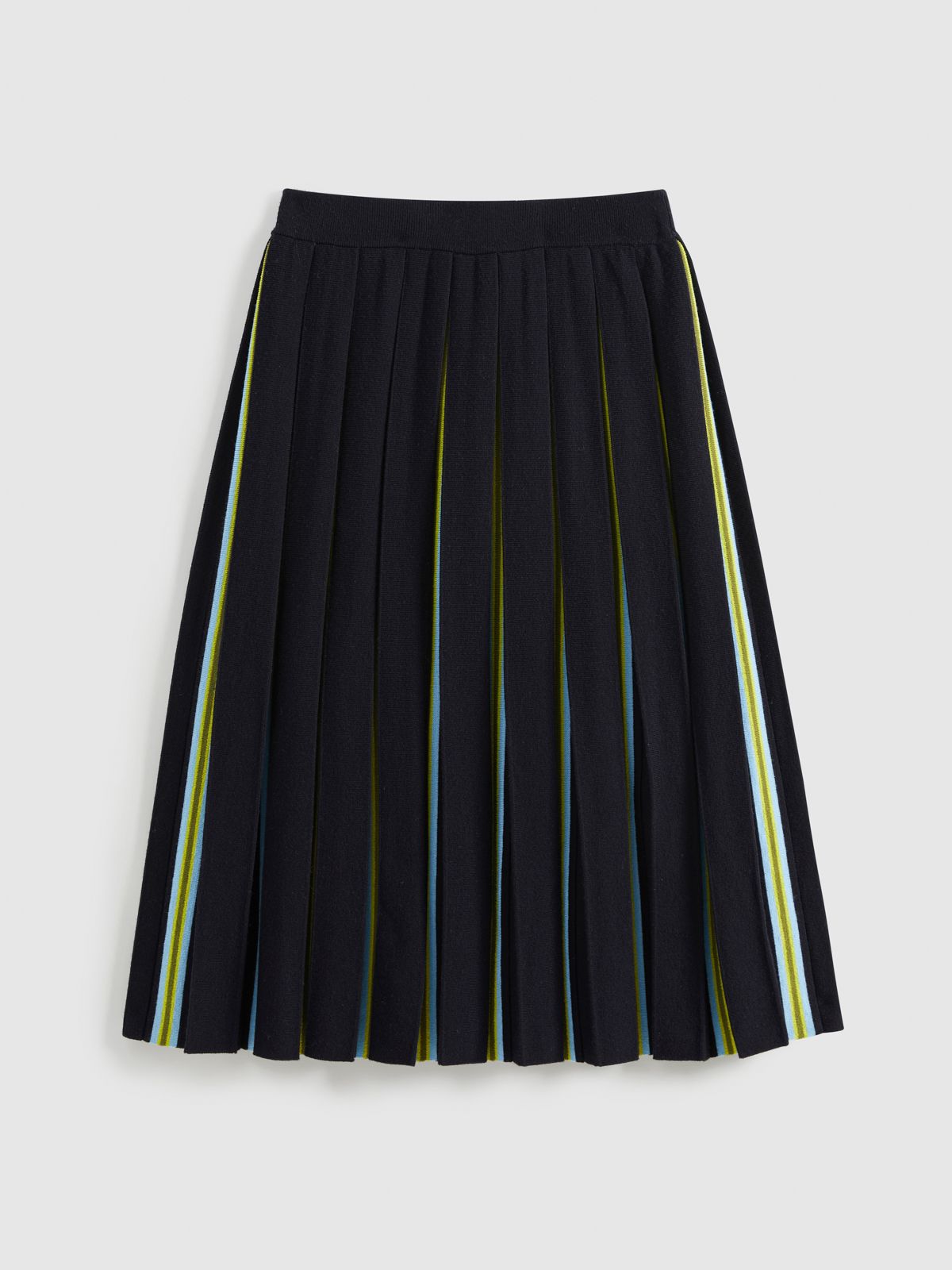 Striped Pleated Knit Skirt - 5