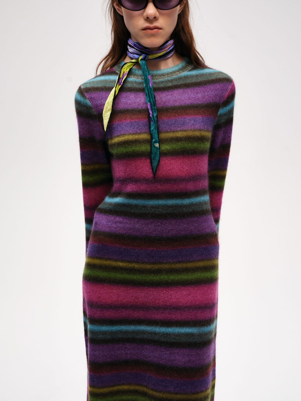 Colorful striped printed knit Dress - 4
