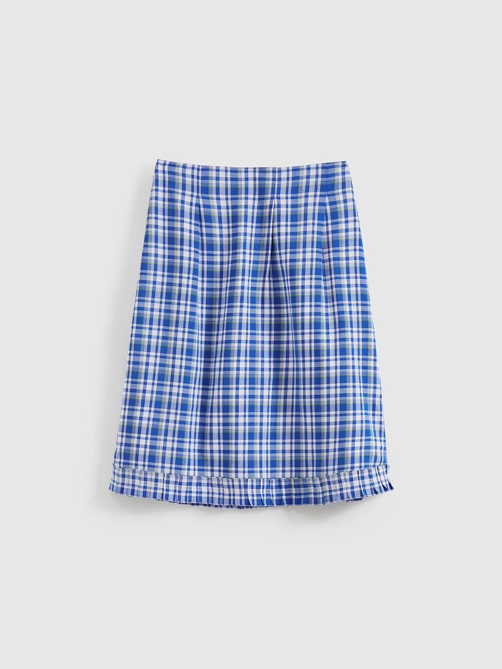 Ruffled Hem Plaid Skirt - 10