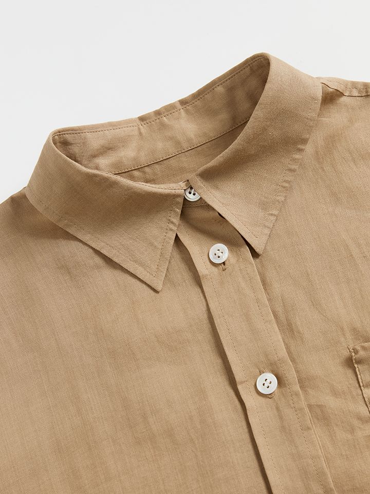 Ramie Logo Embroidered Shirt - 4