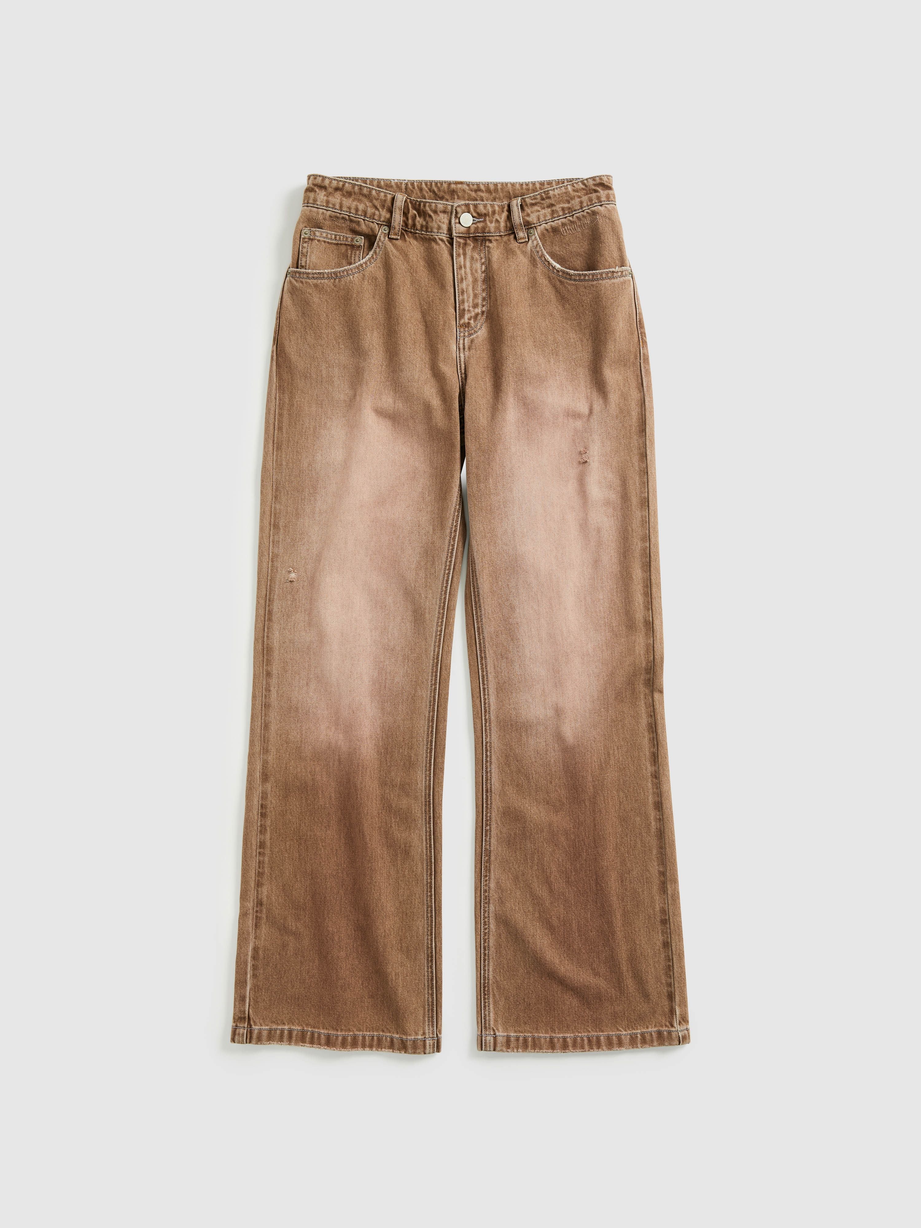 Distressed Washed Low-Rise Bootcut Jeans - 9