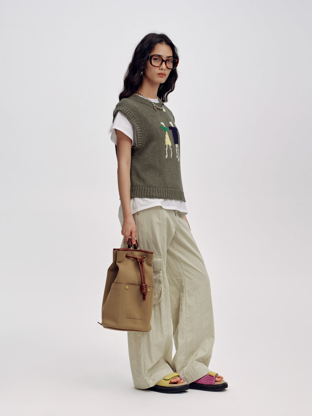 Distressed Washed Cargo Trousers - 1