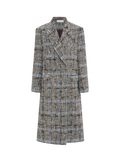 Star Button Check Long Coat