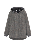 Veste en tweed chiné à capuche, coupe ample