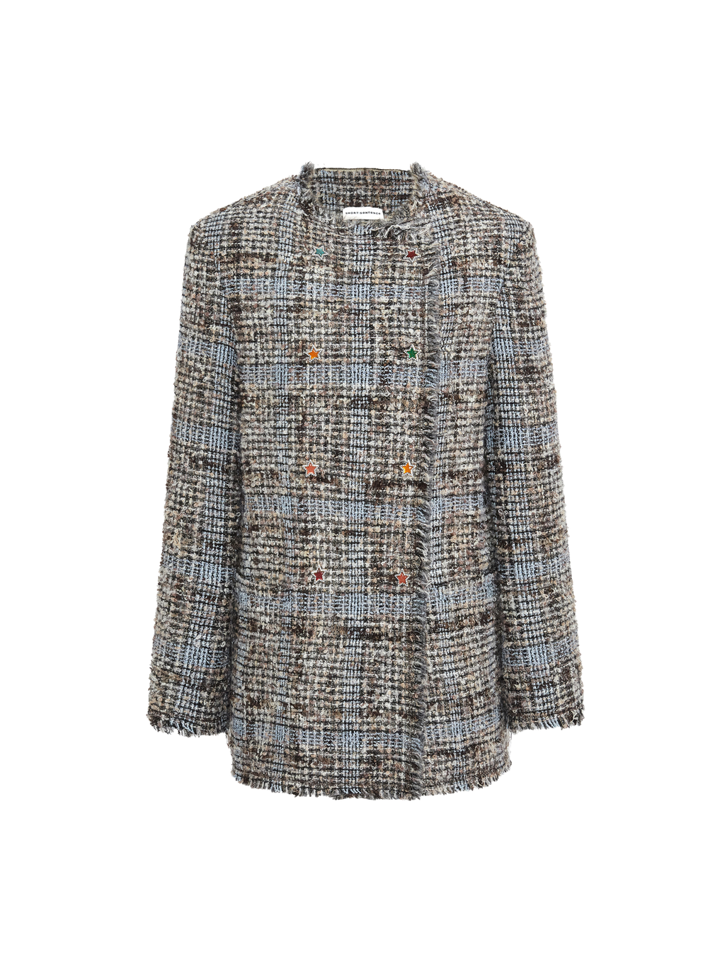 Star Button Check Tweed Jacket