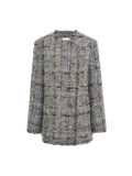 Star Button Check Tweed Jacket