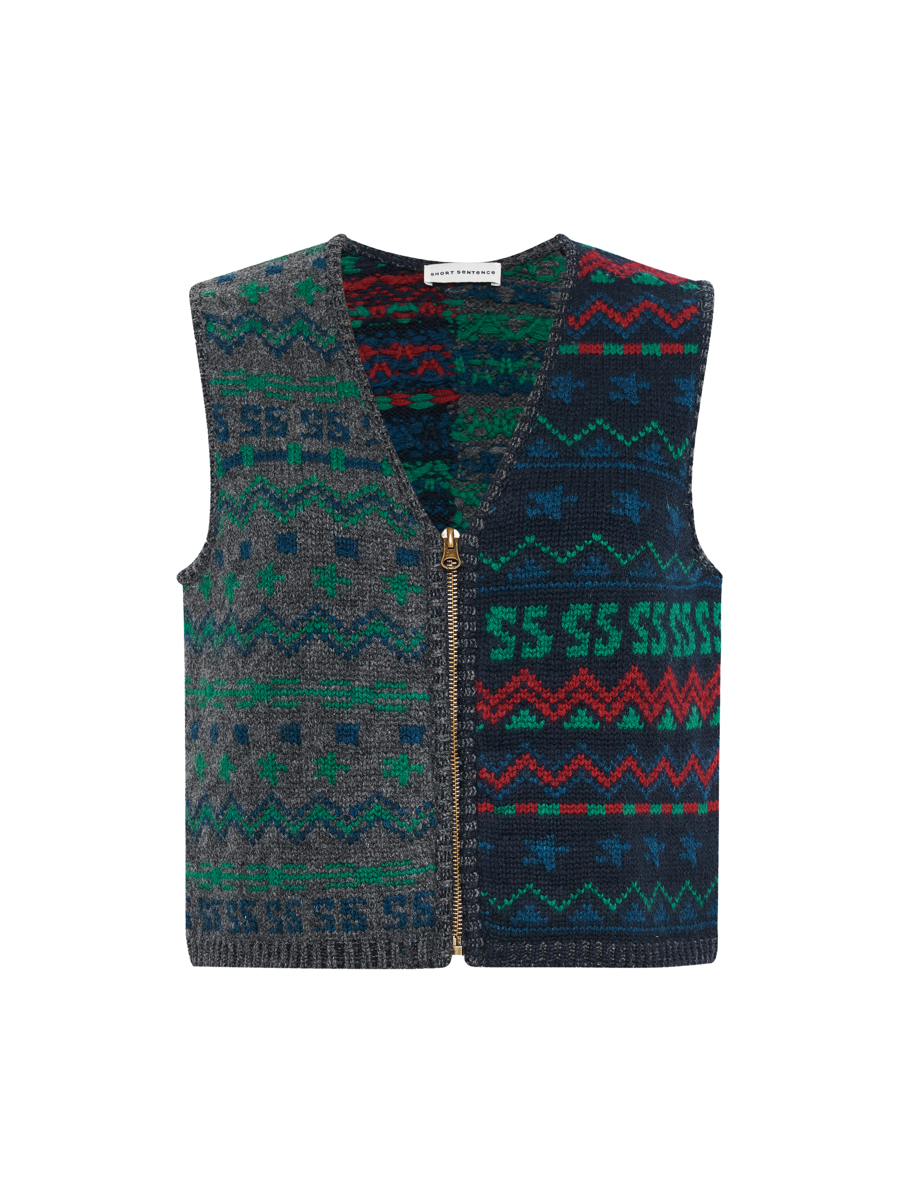 Fair Isle Short Zipper Vest