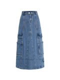 Workwear Bamboo Denim Midi Skirt