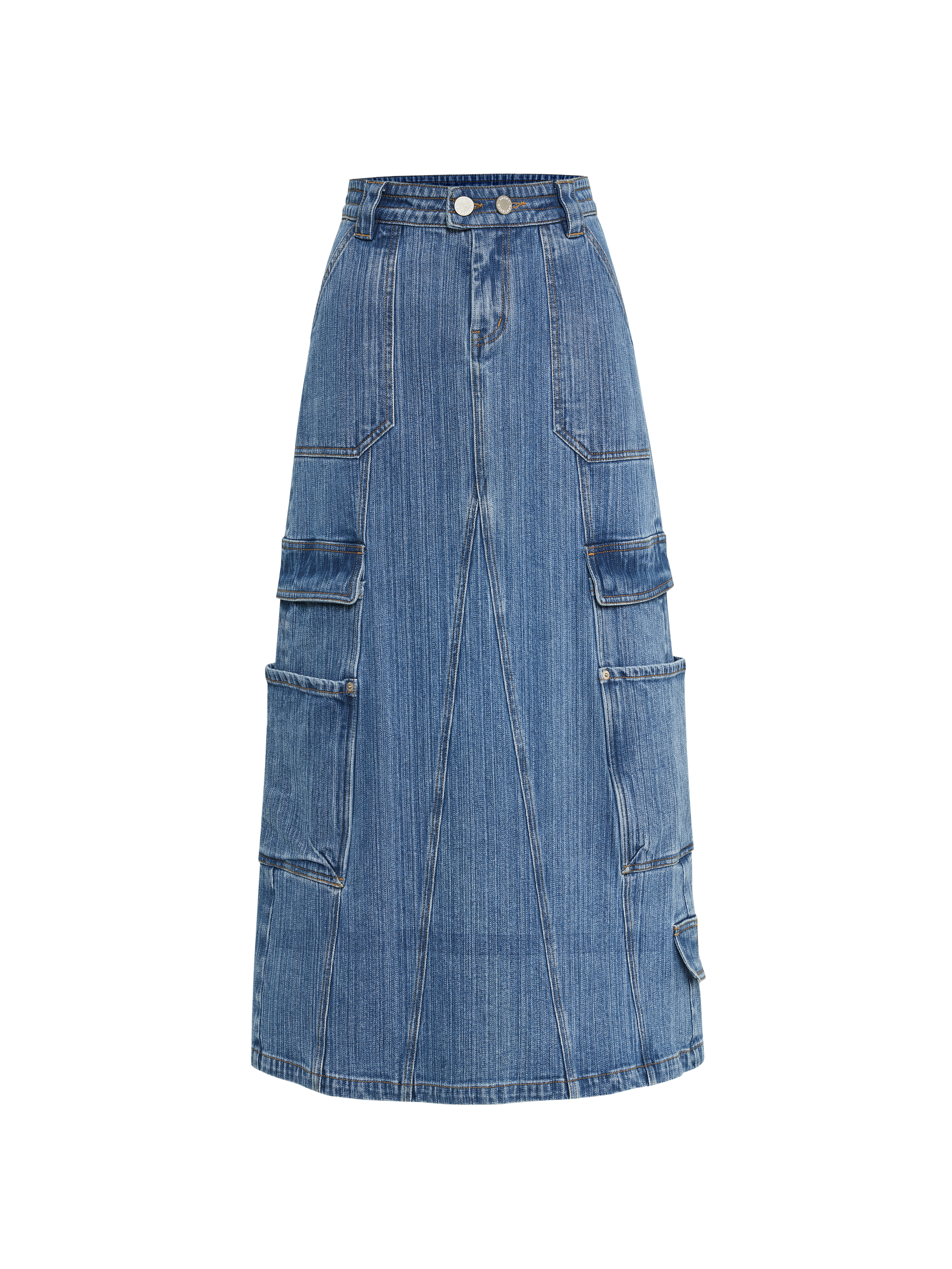 Workwear Bamboo Denim Midi Skirt