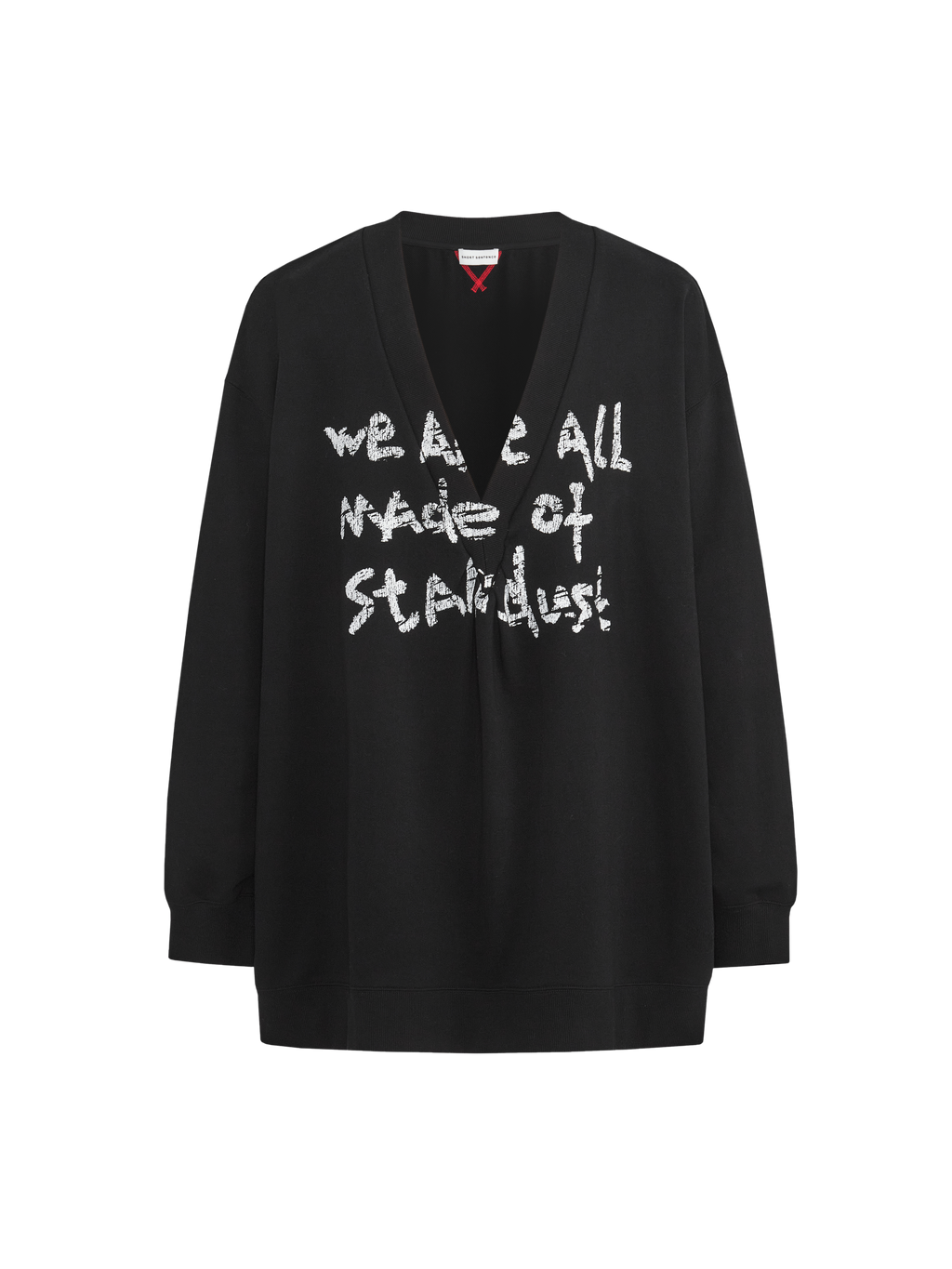 Oversize-Sweatshirt mit V-Ausschnitt und Slogan