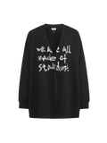 Oversize-Sweatshirt mit V-Ausschnitt und Slogan