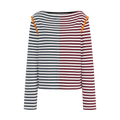 Color Block Striped Shell Embroidered T-shirt