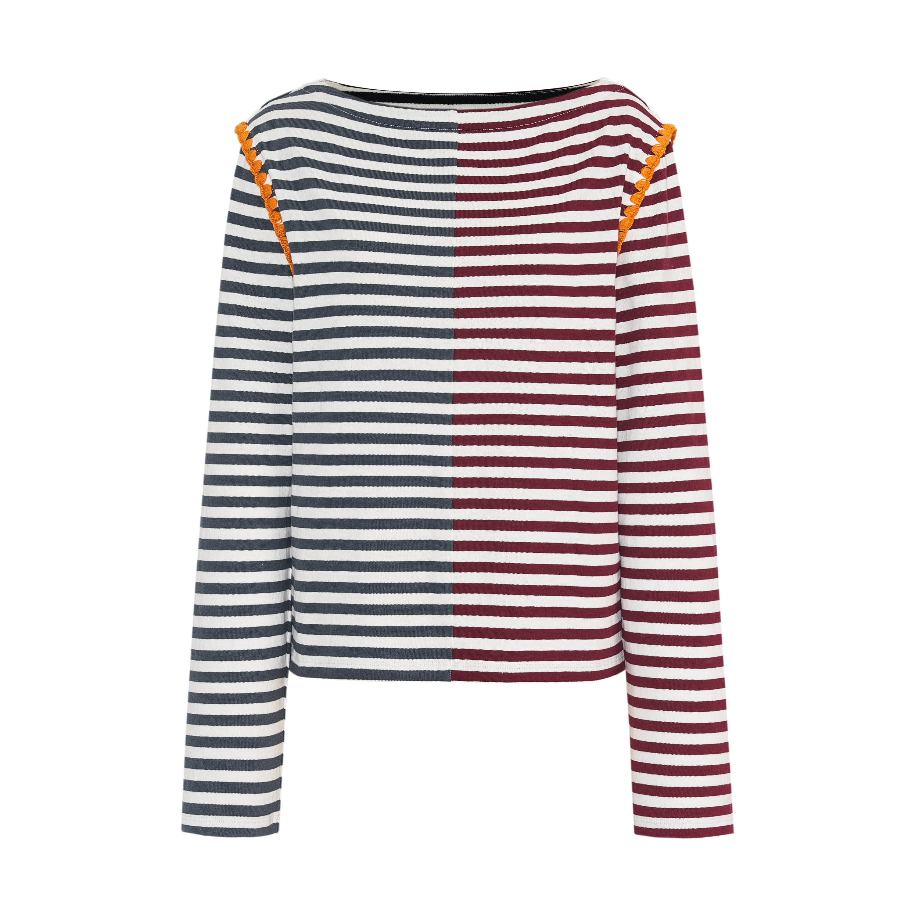 Color Block Striped Shell Embroidered T-shirt