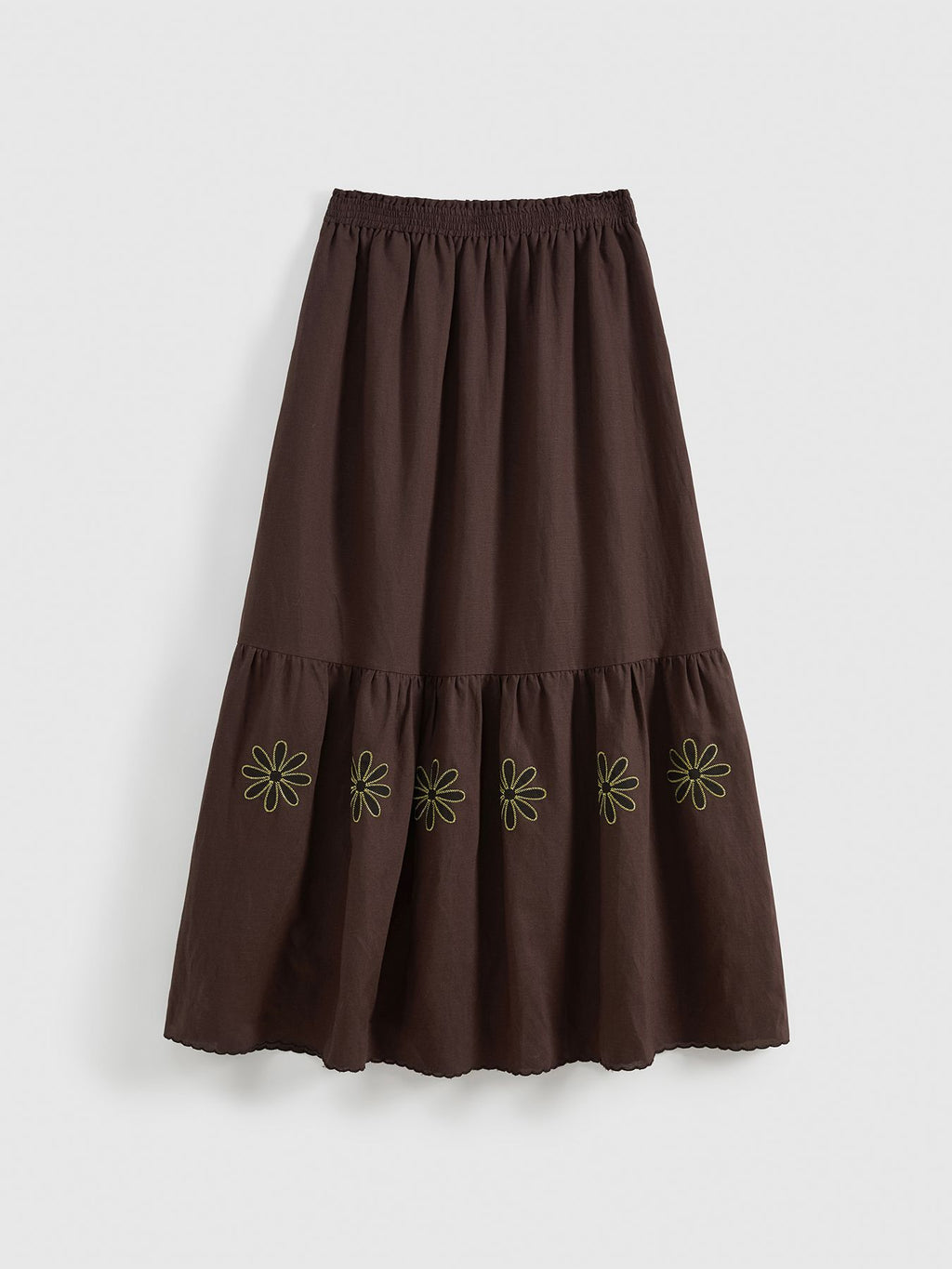 Floral Applique Embroidered Maxi Skirt - 7